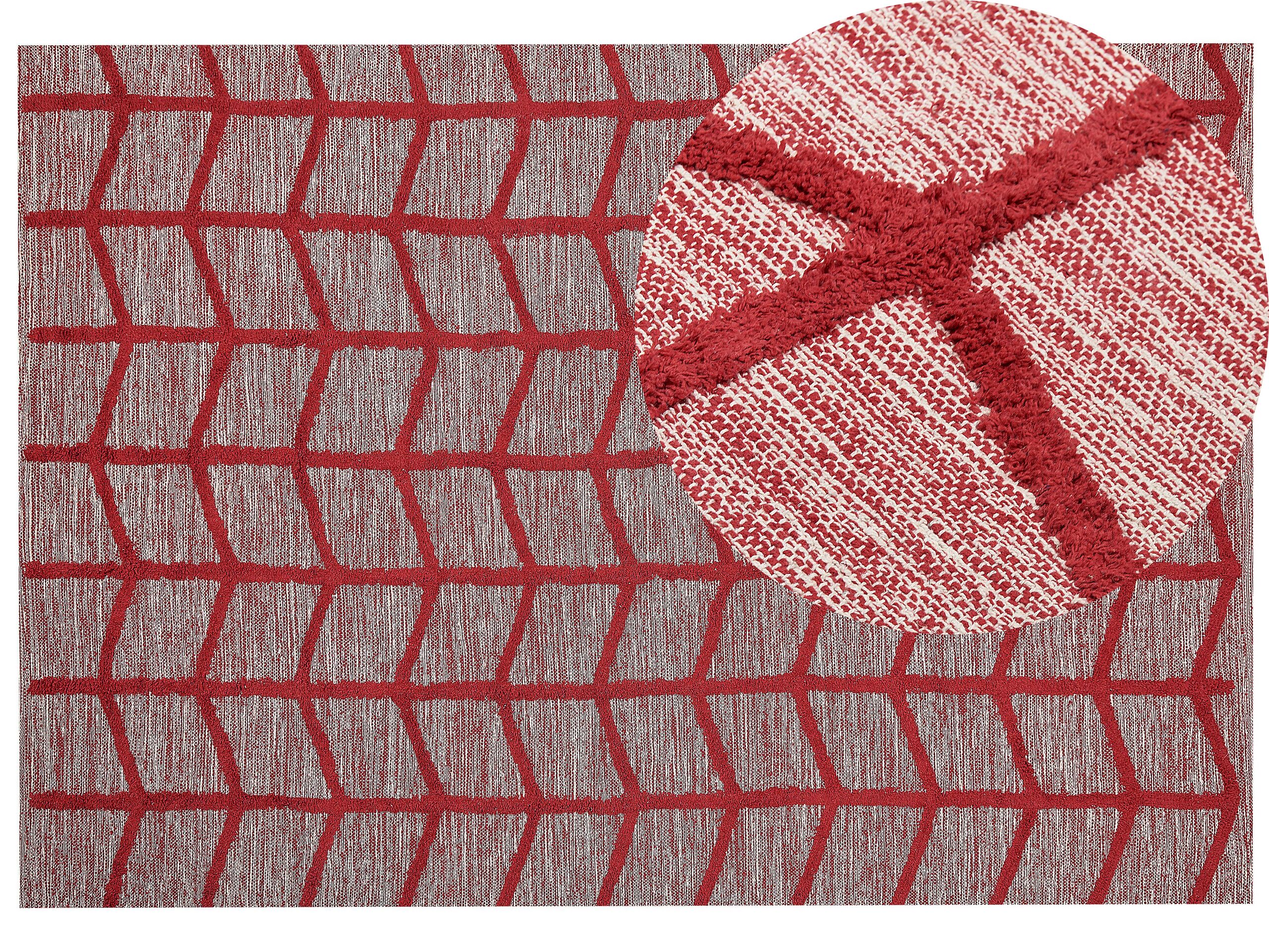 Cotton Area Rug 160x230cm Red - Gemini Interiors