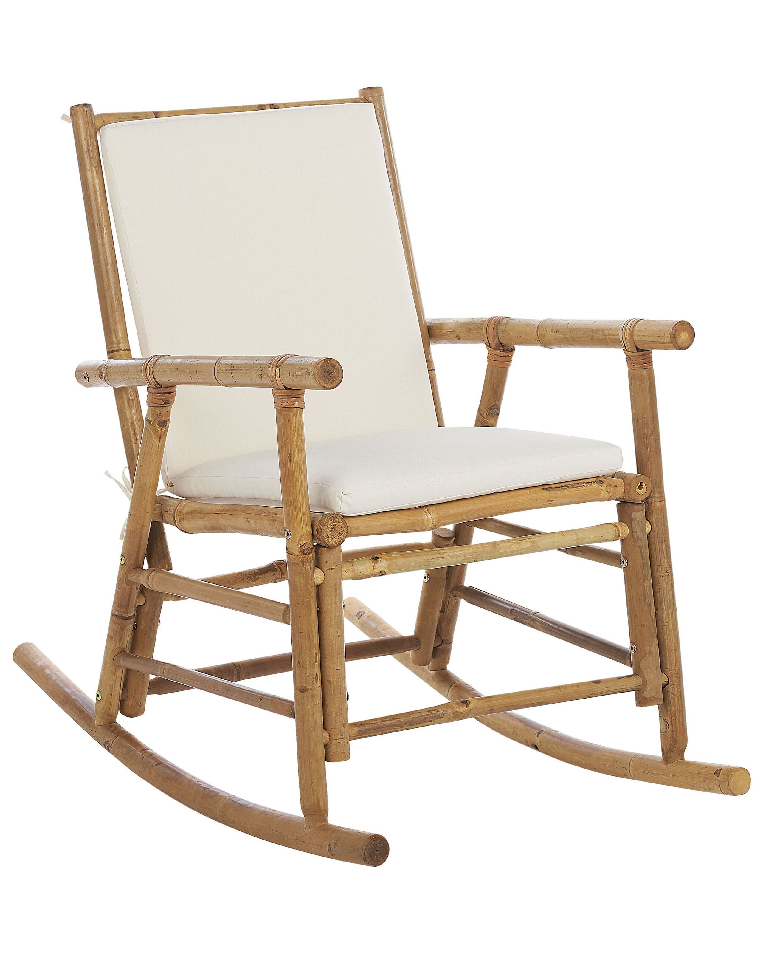 Bamboo Rocking Chair Light Wood and Off-White FRIGOLE - Gemini Interiors