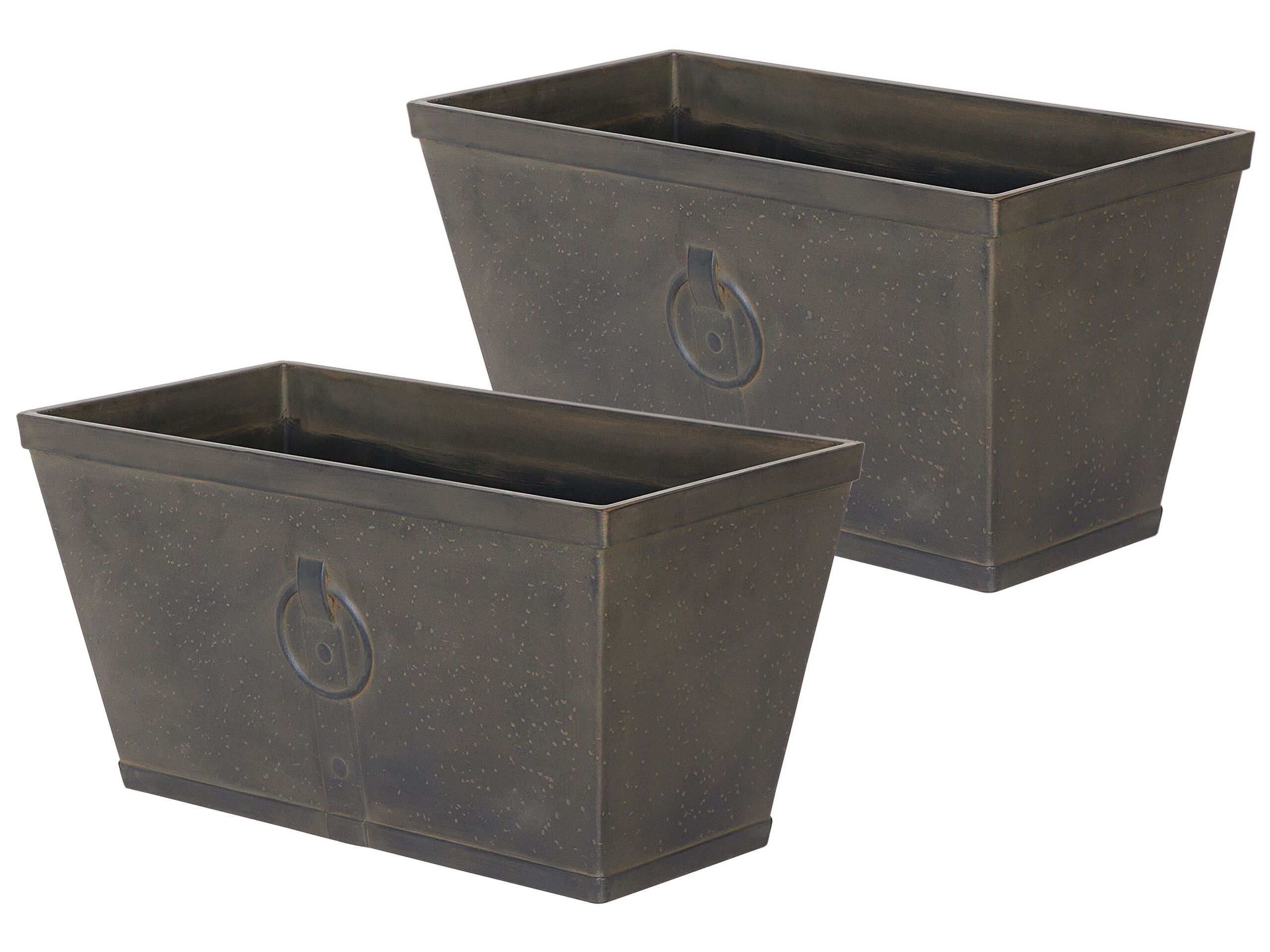 Set of 2 Plant Pots 60 x 30 x 30 cm Brown PORIA - Gemini Interiors
