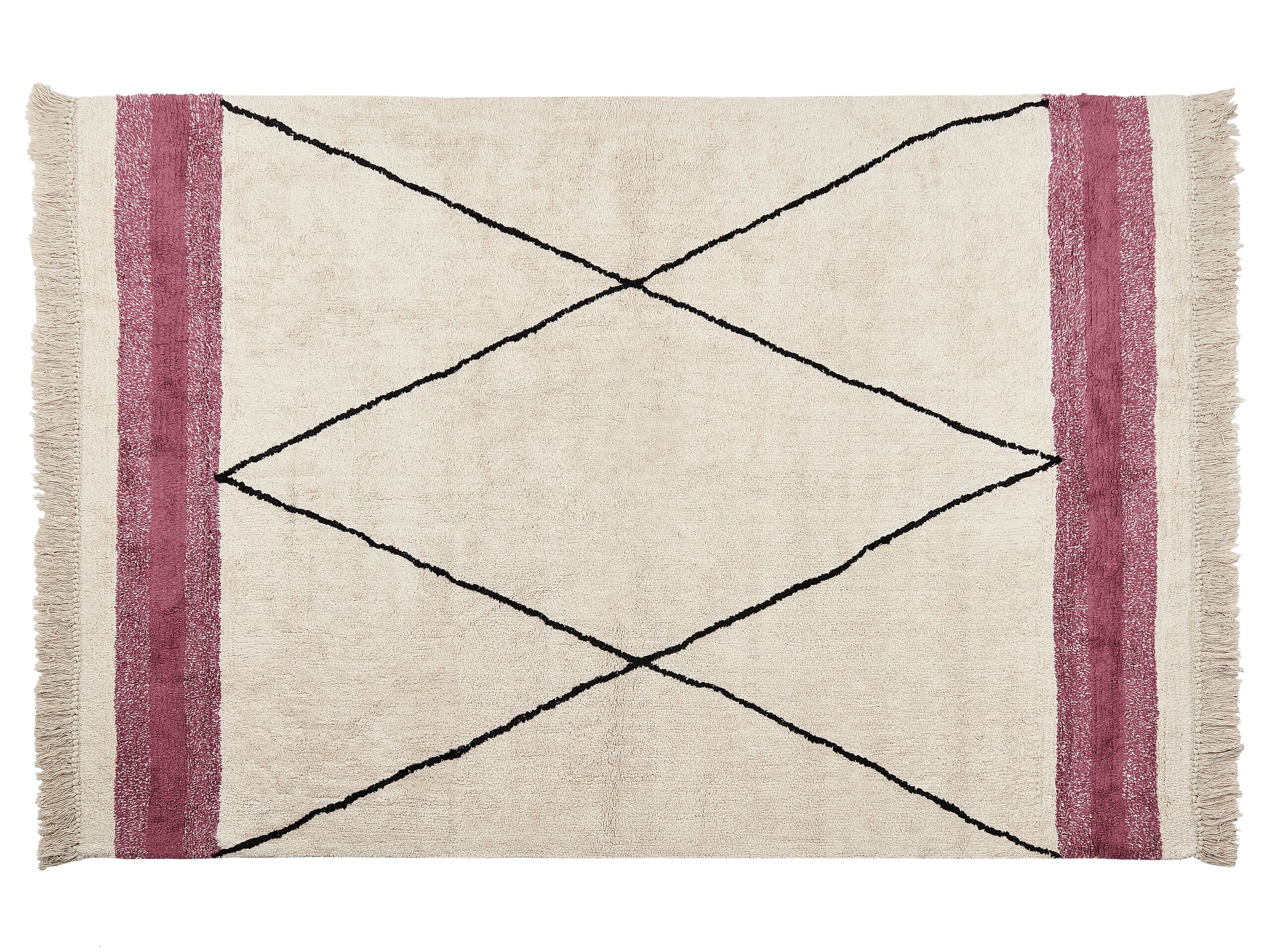 Cotton Area Rug 140x200cm Beige and Pink - Gemini Interiors