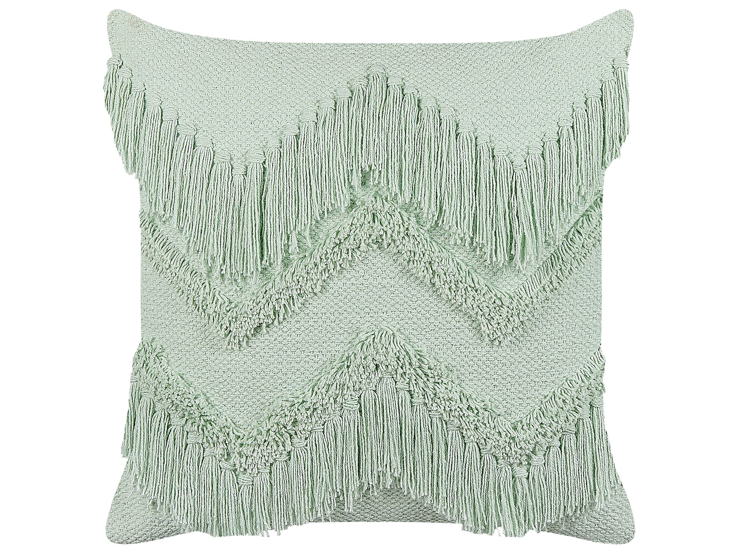 Cotton Cushion with Tassels 45x45cm Light Green - Gemini Interiors