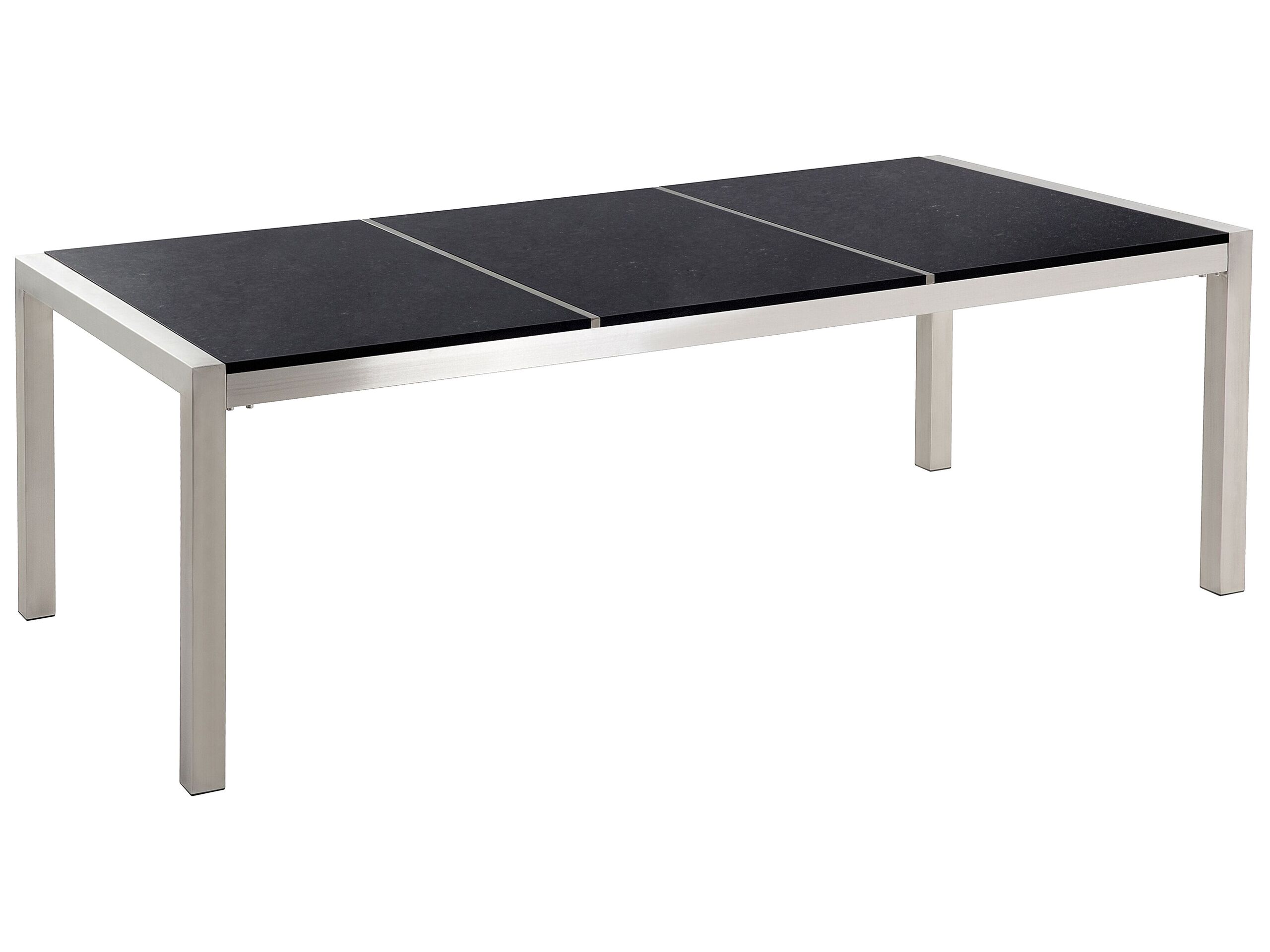Granite Garden Table Triple Plate Top 220 x 100 cm Black GROSSETO - Gemini Interiors
