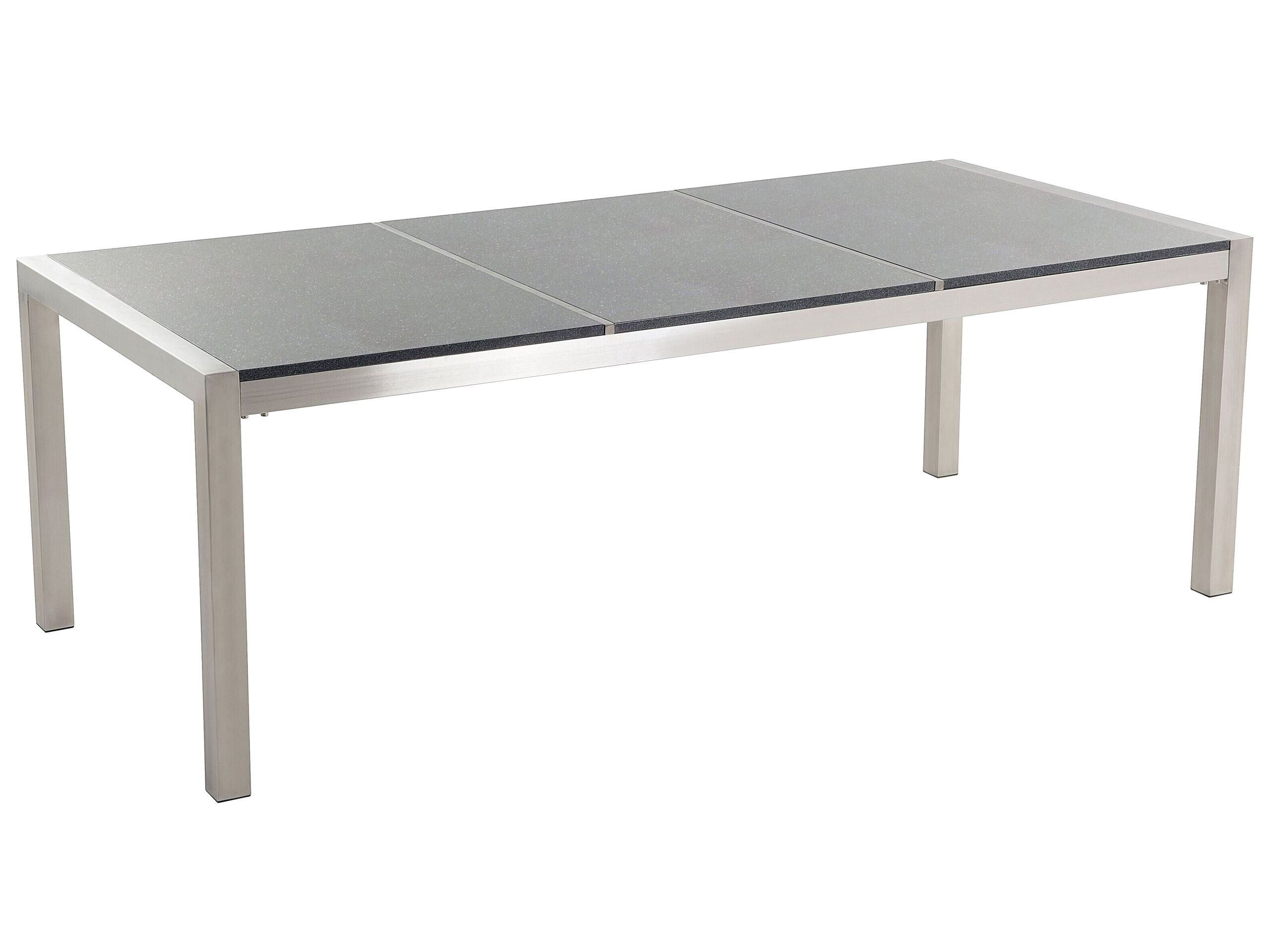 Granite Garden Table Triple Plate Top 220 x 100 cm Grey GROSSETO - Gemini Interiors