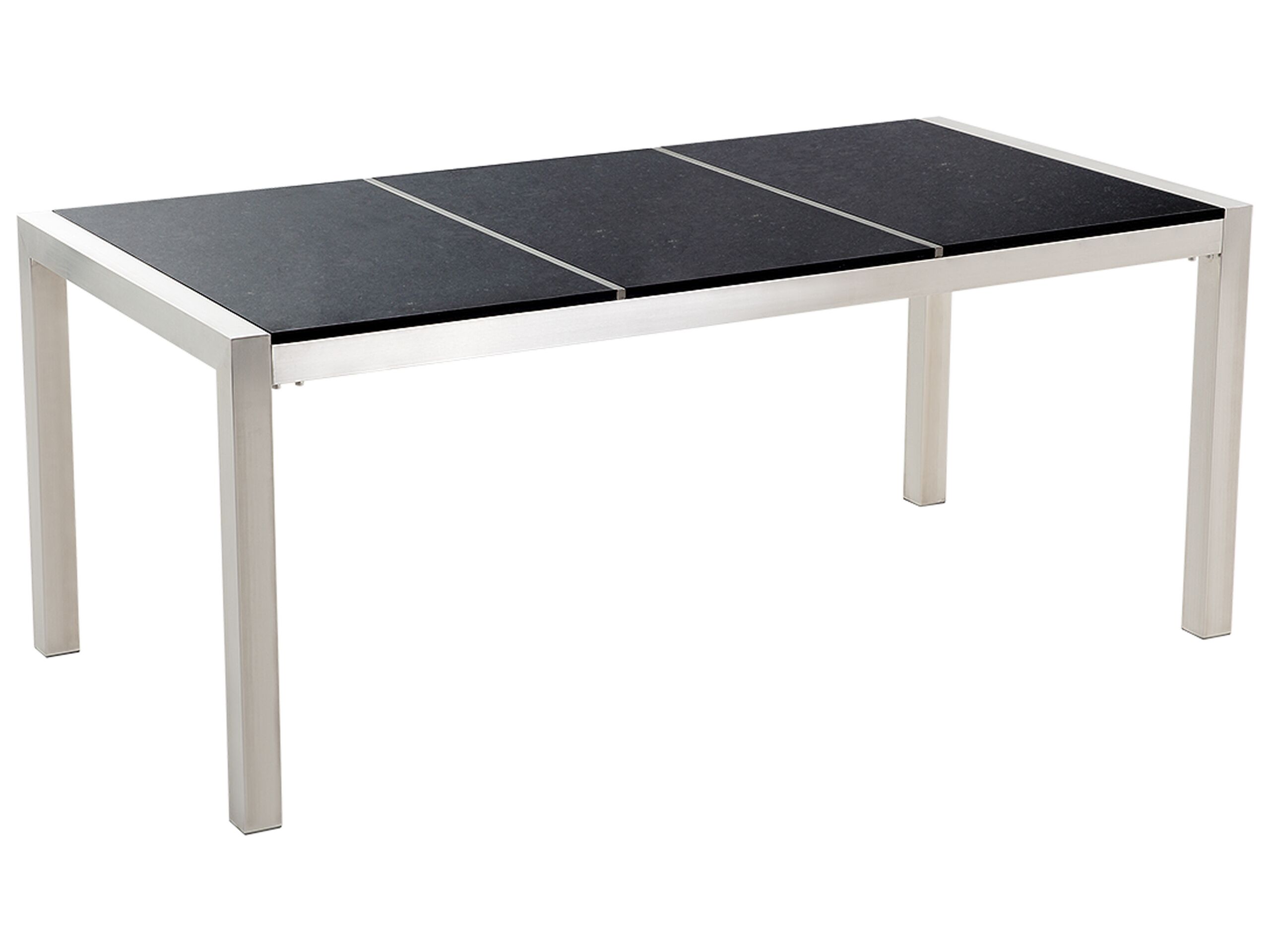 Granite Garden Table Triple Plate Top 180 x 90 cm Black GROSSETO - Gemini Interiors