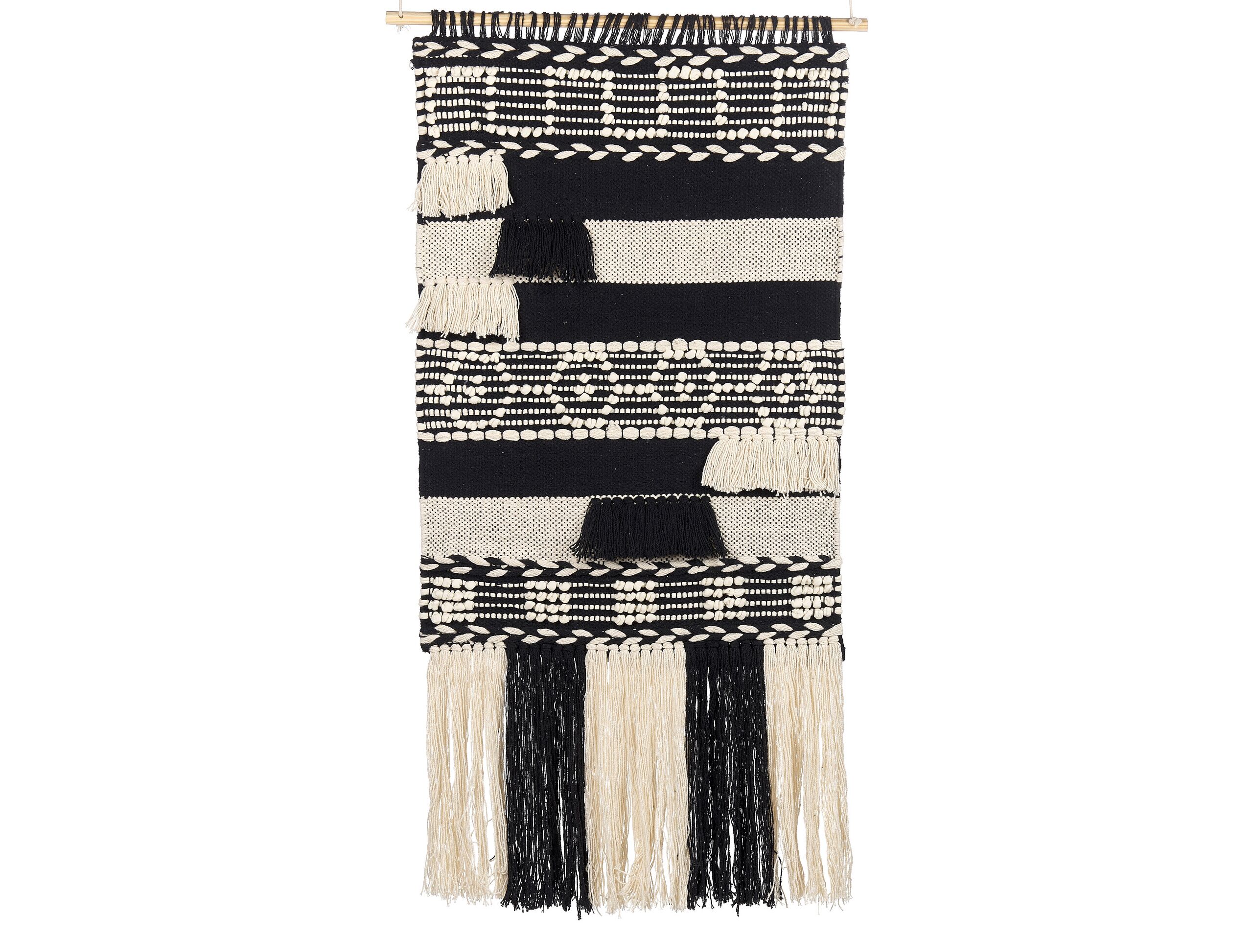 Cotton MacramÃ Wall Hanging Beige and Black MURIDKE - Gemini Interiors