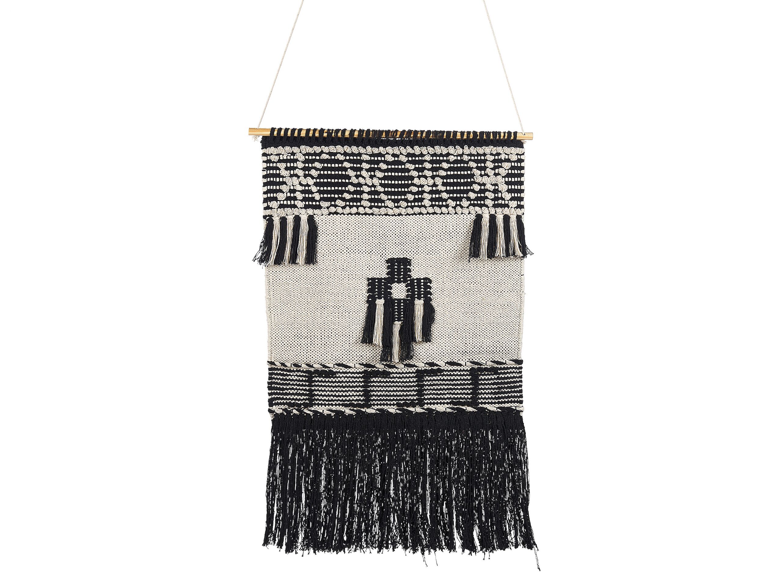 Cotton MacramÃ Wall Hanging Beige and Black LARKANA - Gemini Interiors