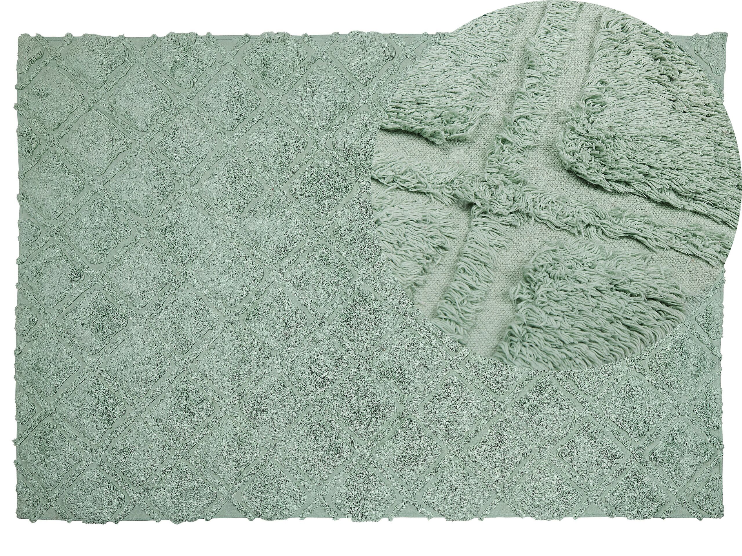 Cotton Area Rug 140x200cm Green - Gemini Interiors