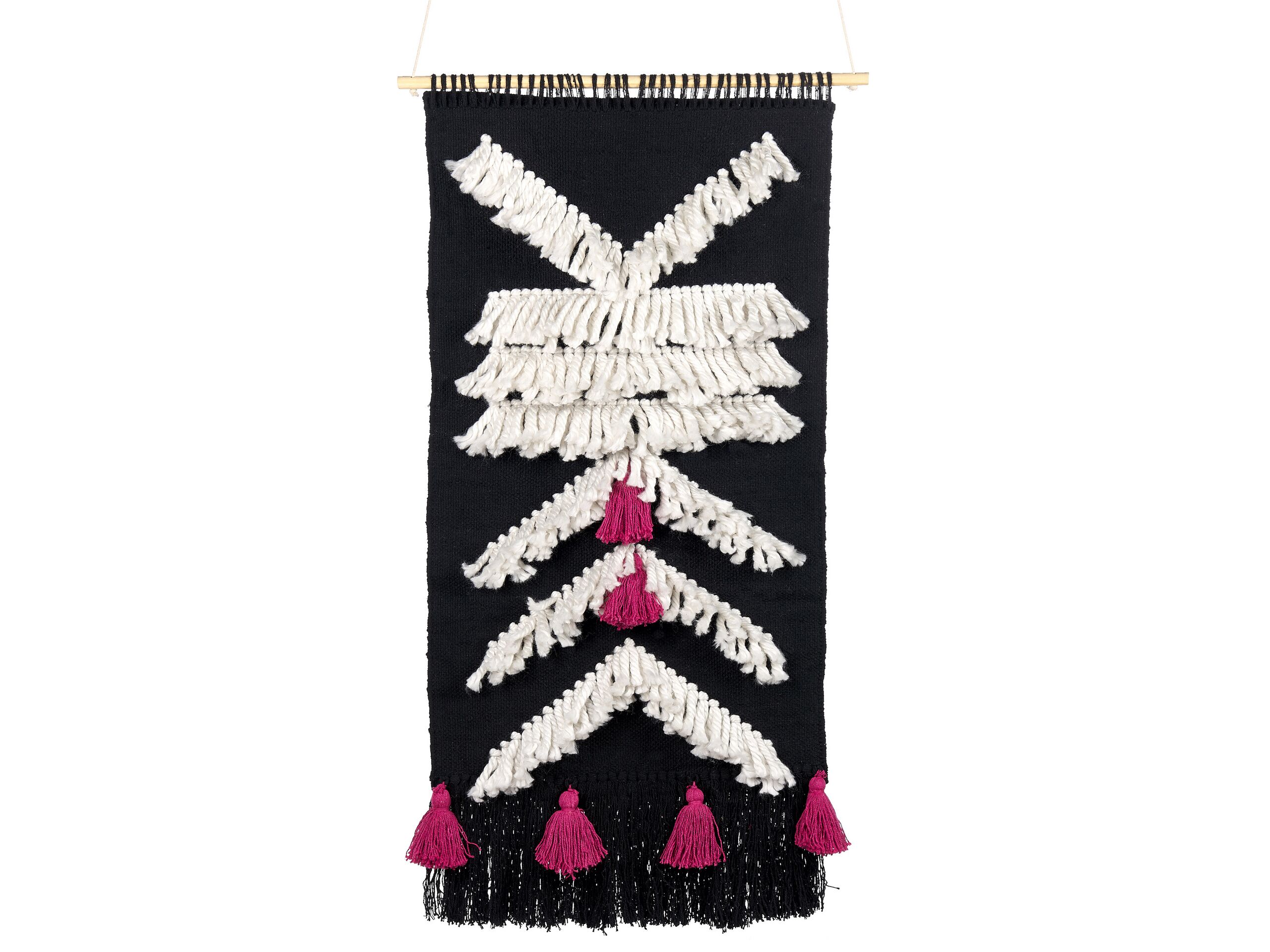 Cotton MacramÃ Wall Hanging Black and White PAKPATTAN - Gemini Interiors