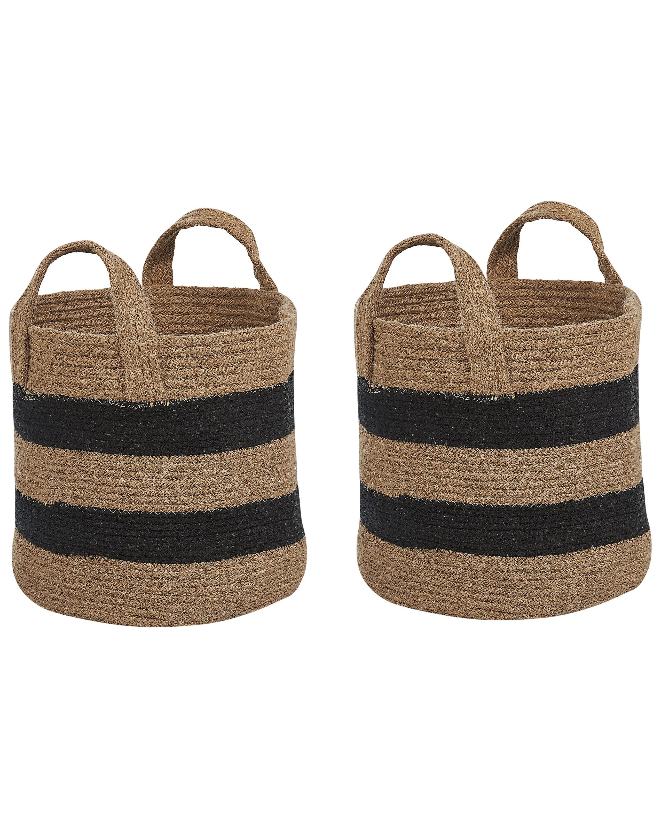 Set of 2 Jute Baskets Beige and Black - Gemini Interiors