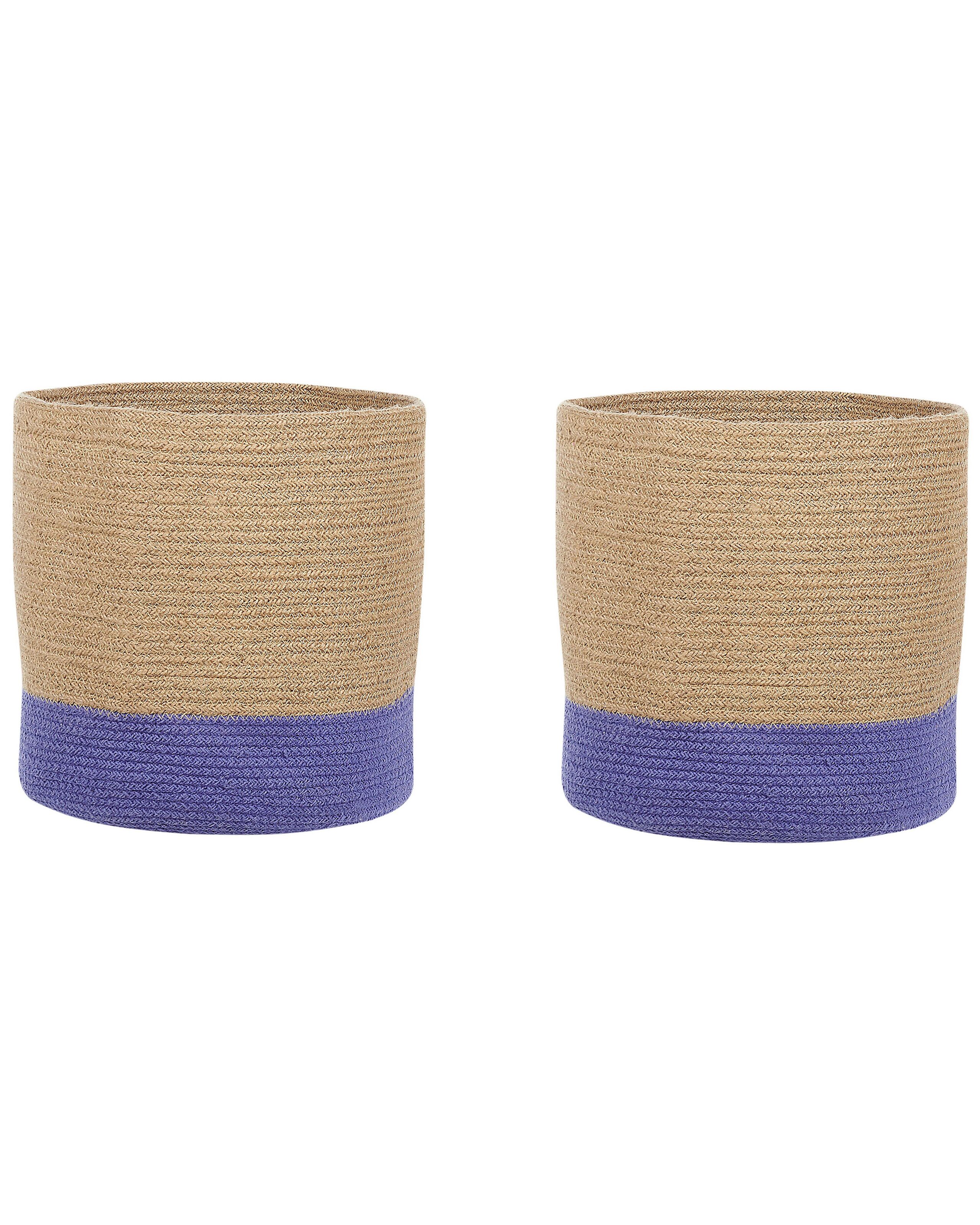 Set of 2 Jute Baskets Beige and Violet - Gemini Interiors