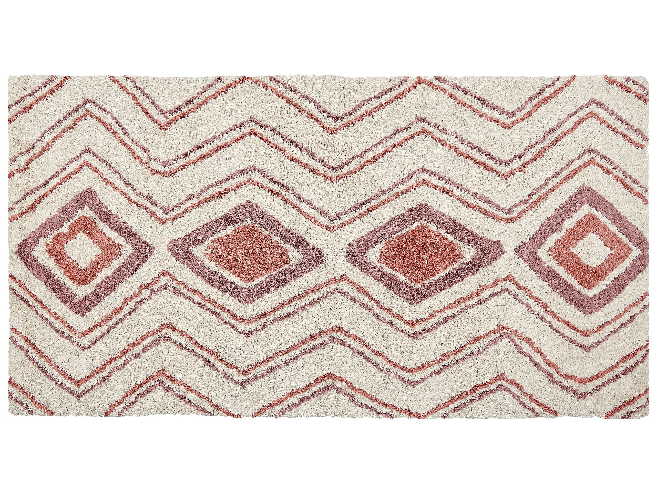 Cotton Area Rug 80x150cm Beige and Pink - Gemini Interiors