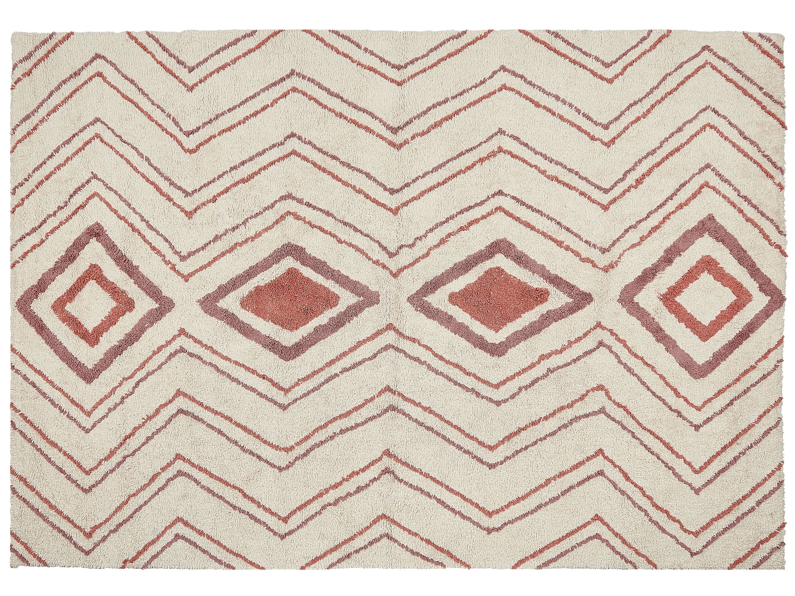 Cotton Area Rug 160x230cm Beige and Pink - Gemini Interiors