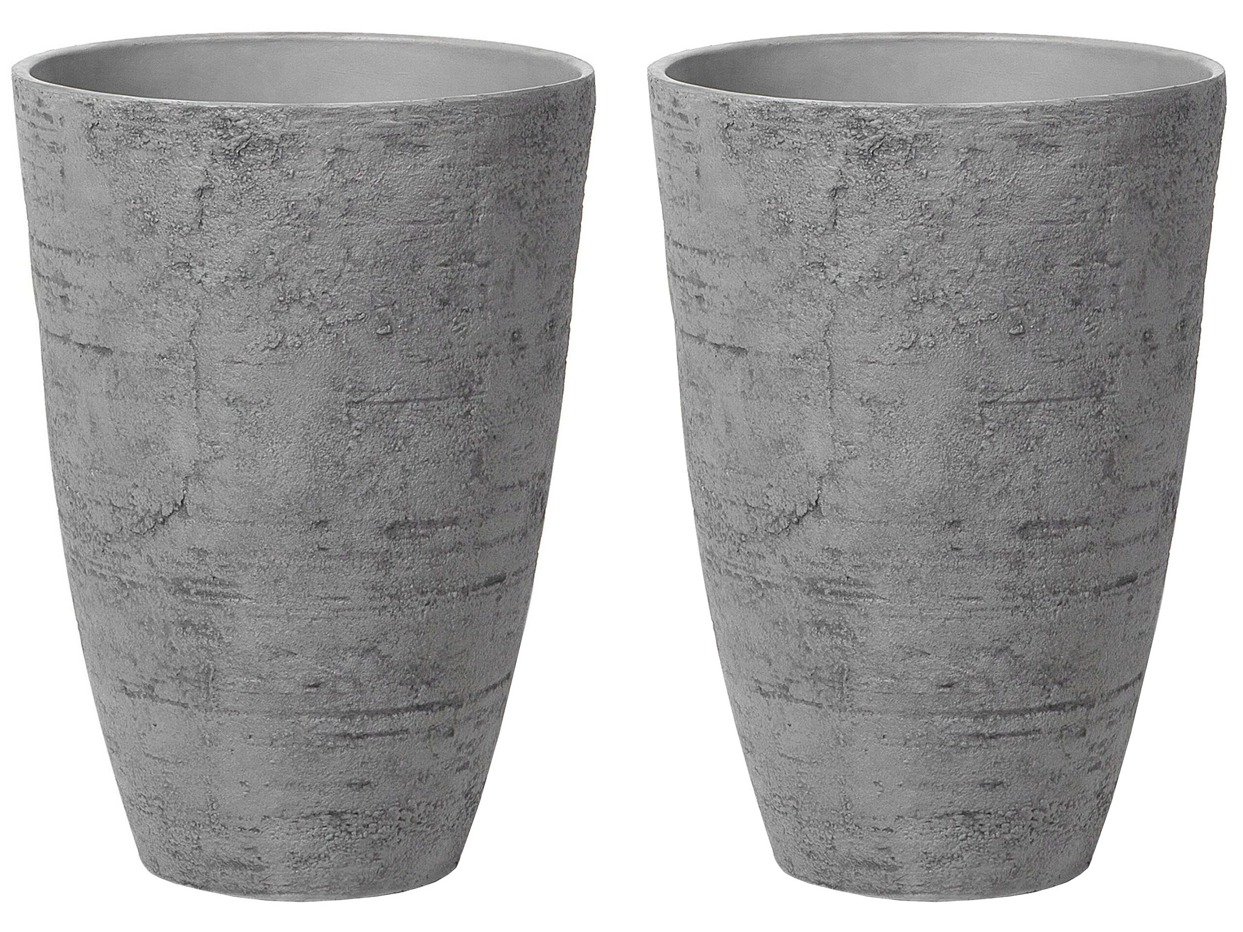 Set of 2 Plant Pots 43 x 43 x 60 cm Grey CAMIA - Gemini Interiors