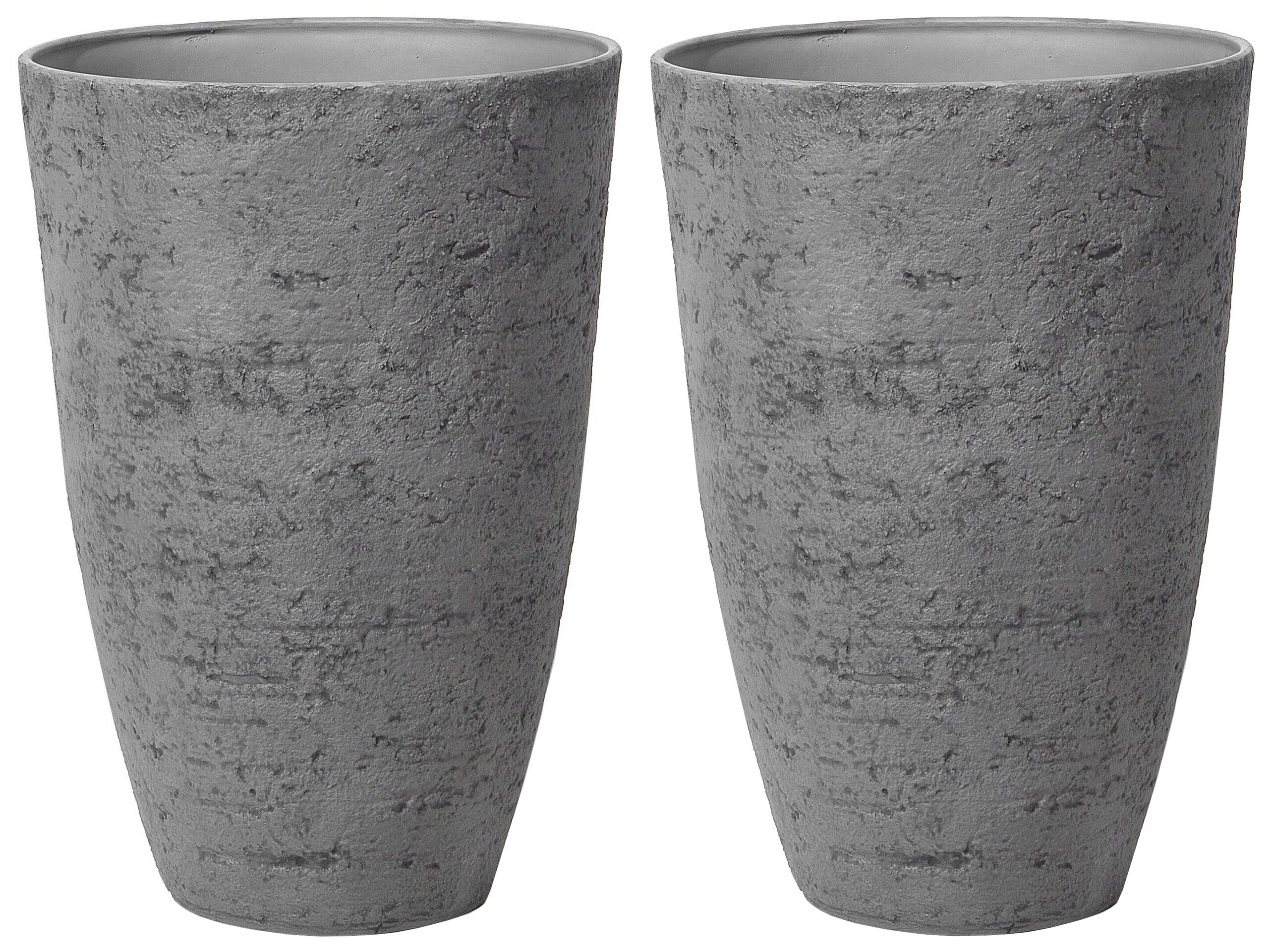 Set of 2 Plant Pots 51 x 51 x 71 cm Grey CAMIA - Gemini Interiors