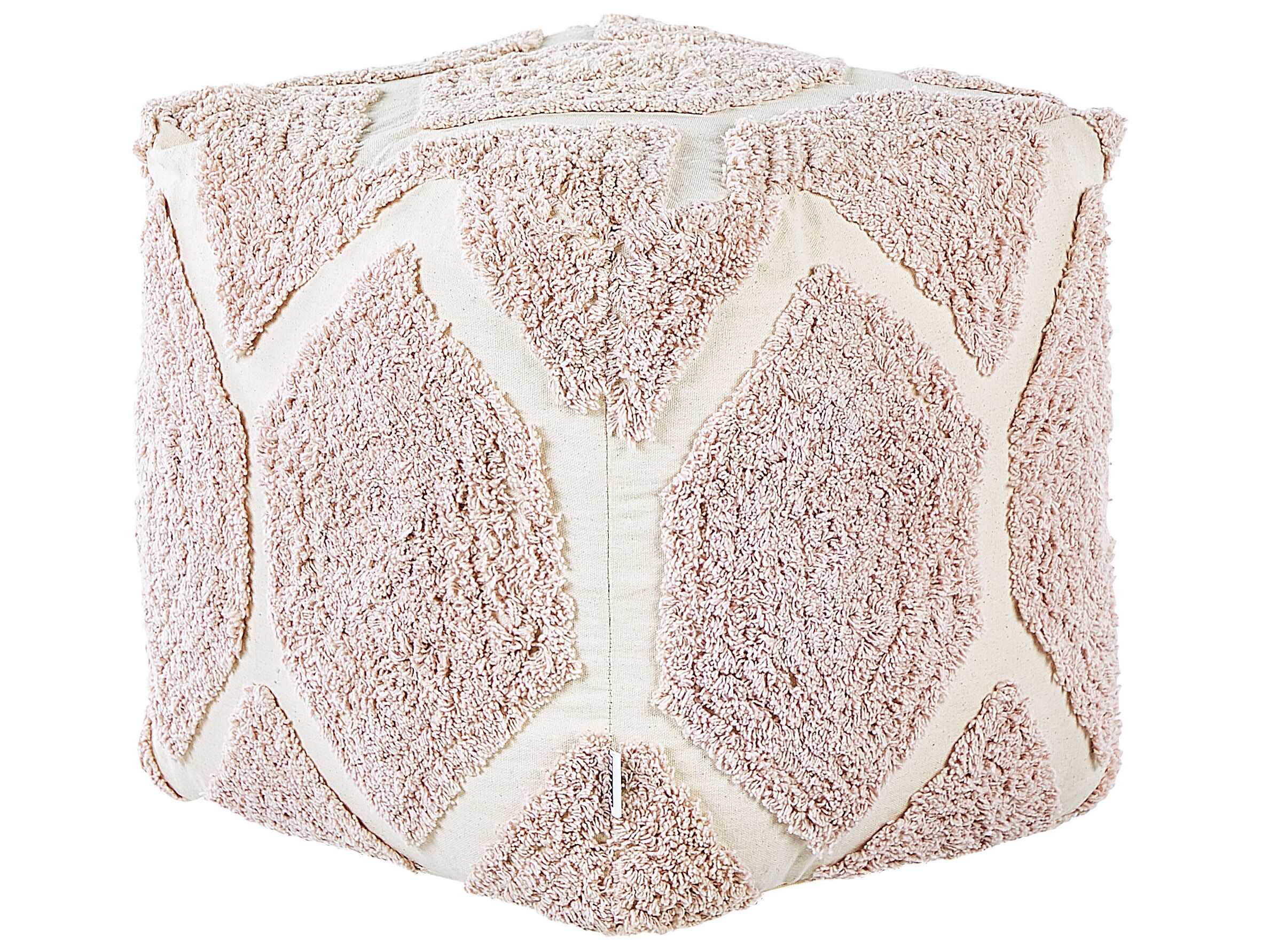 Cotton Pouffe 40 x 40 cm Beige and Pink ROJHAN - Gemini Interiors