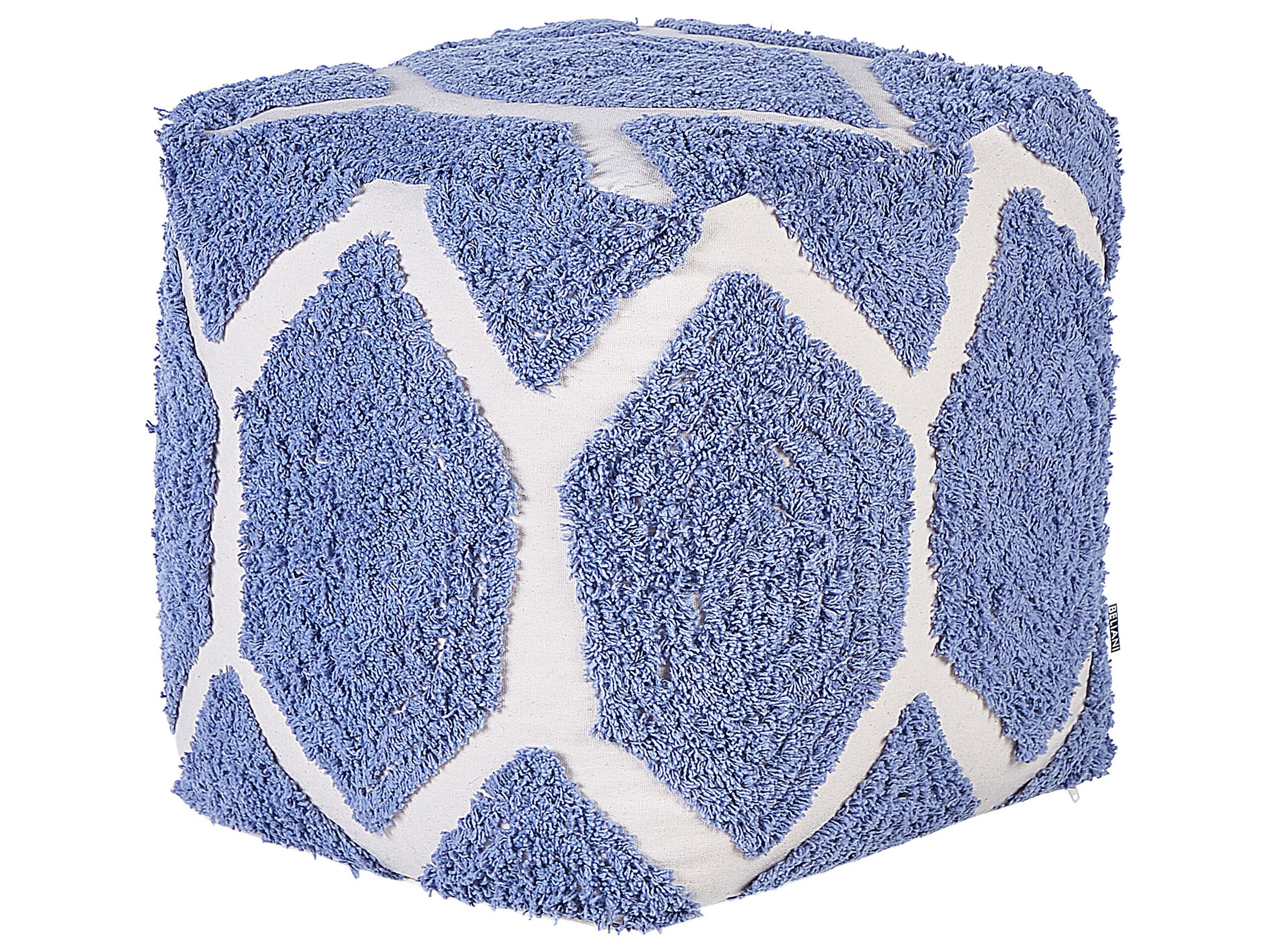 Cotton Pouffe 40 x 40 cm Beige and Blue ROJHAN - Gemini Interiors