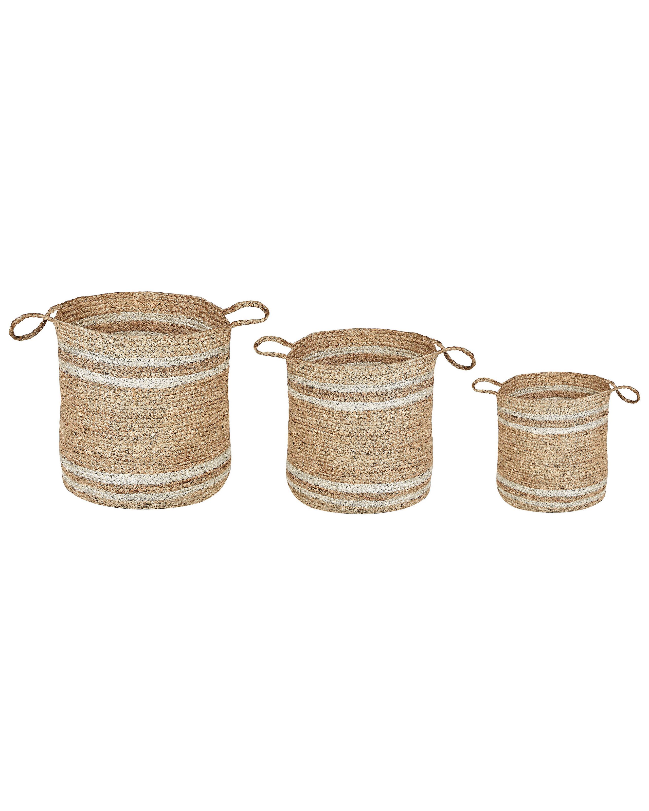 Set of 3 Jute Baskets Natural and Beige - Gemini Interiors