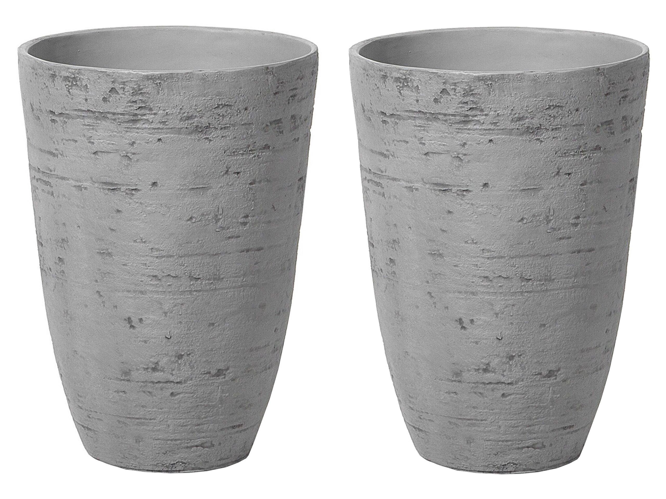 Set of 2 Plant Pots 35 x 35 x 50 cm Grey CAMIA - Gemini Interiors