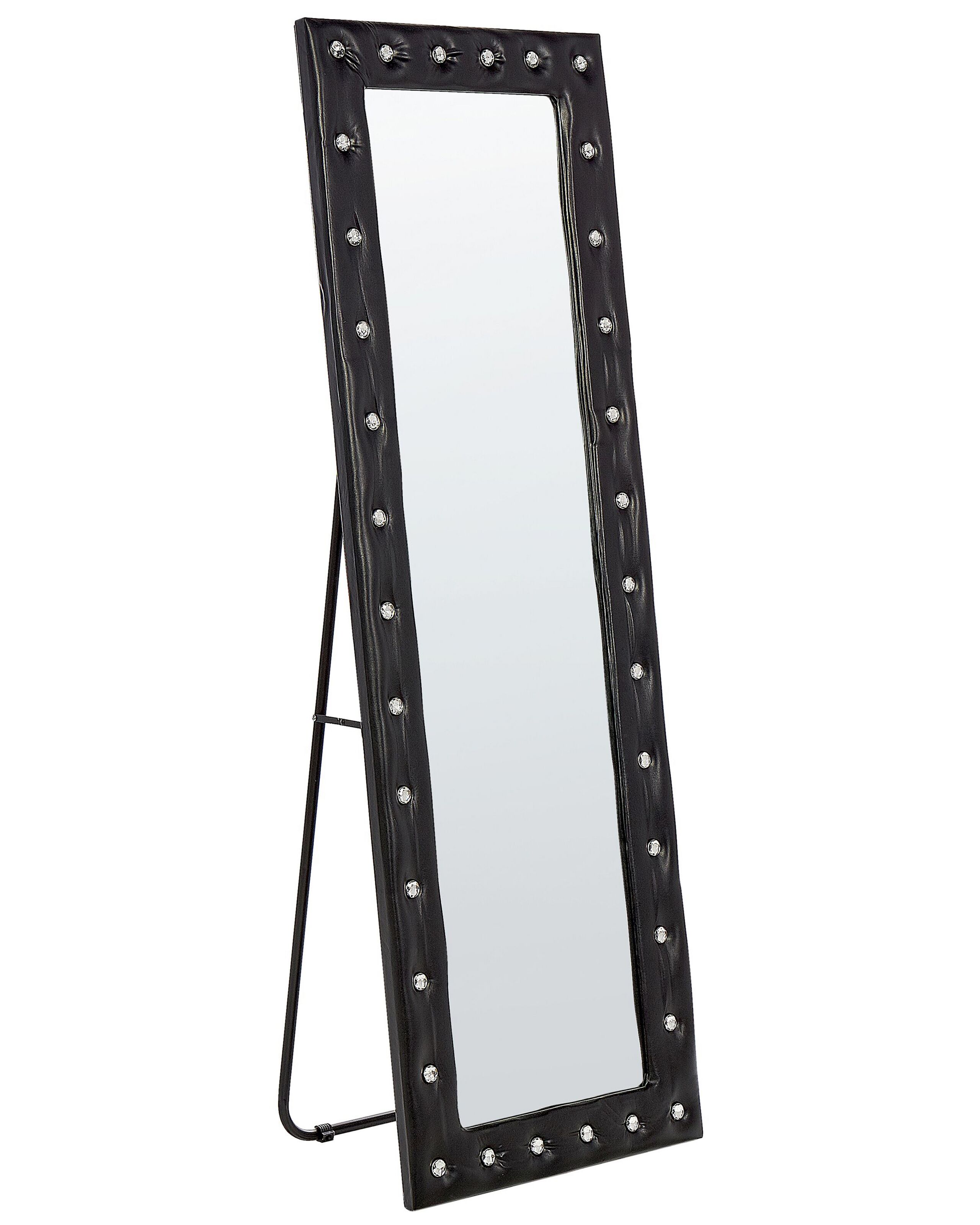 Faux Leather Standing Mirror 50x150cm Black - Gemini Interiors