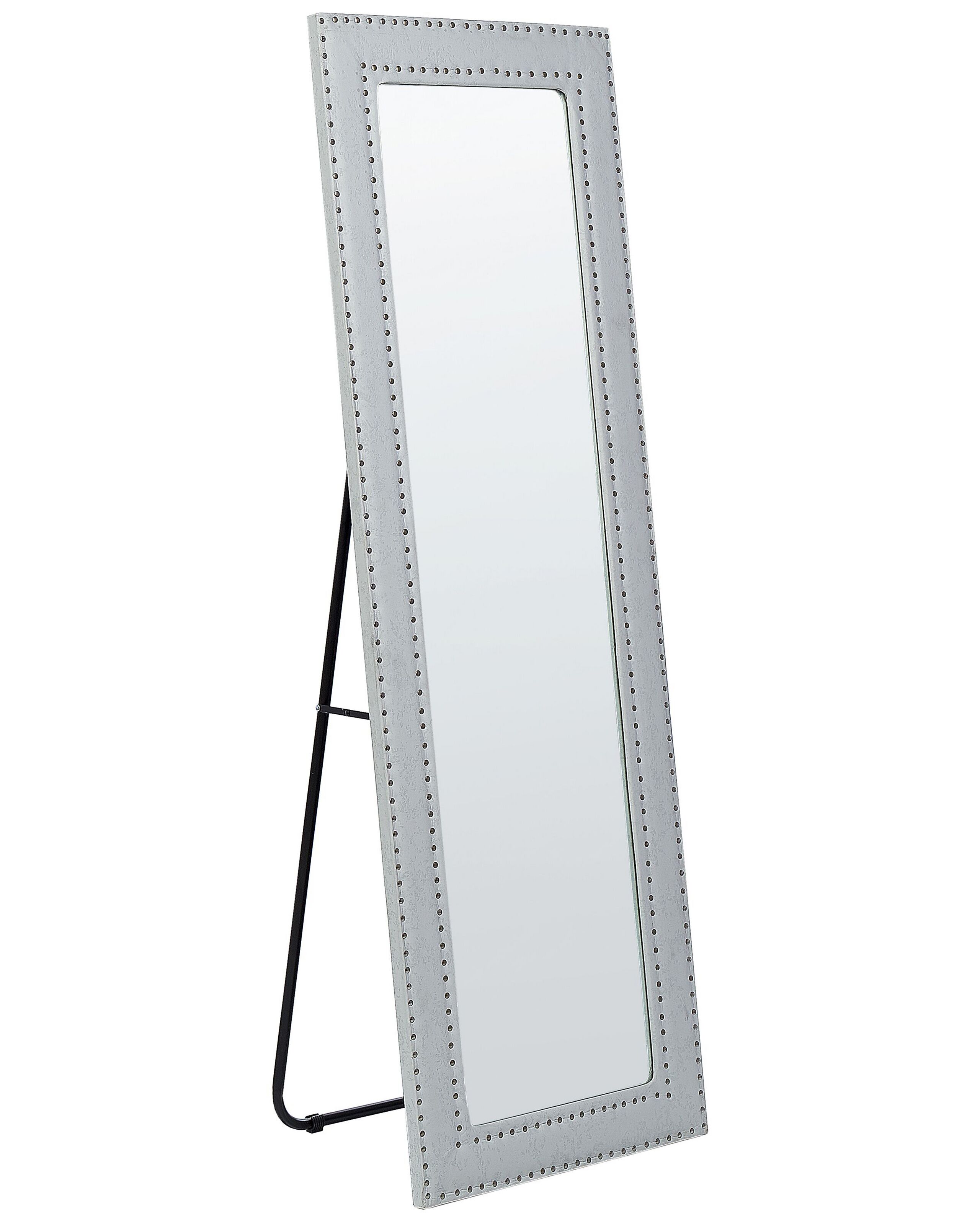 Faux Leather Standing Mirror 50x150cm Light Grey - Gemini Interiors