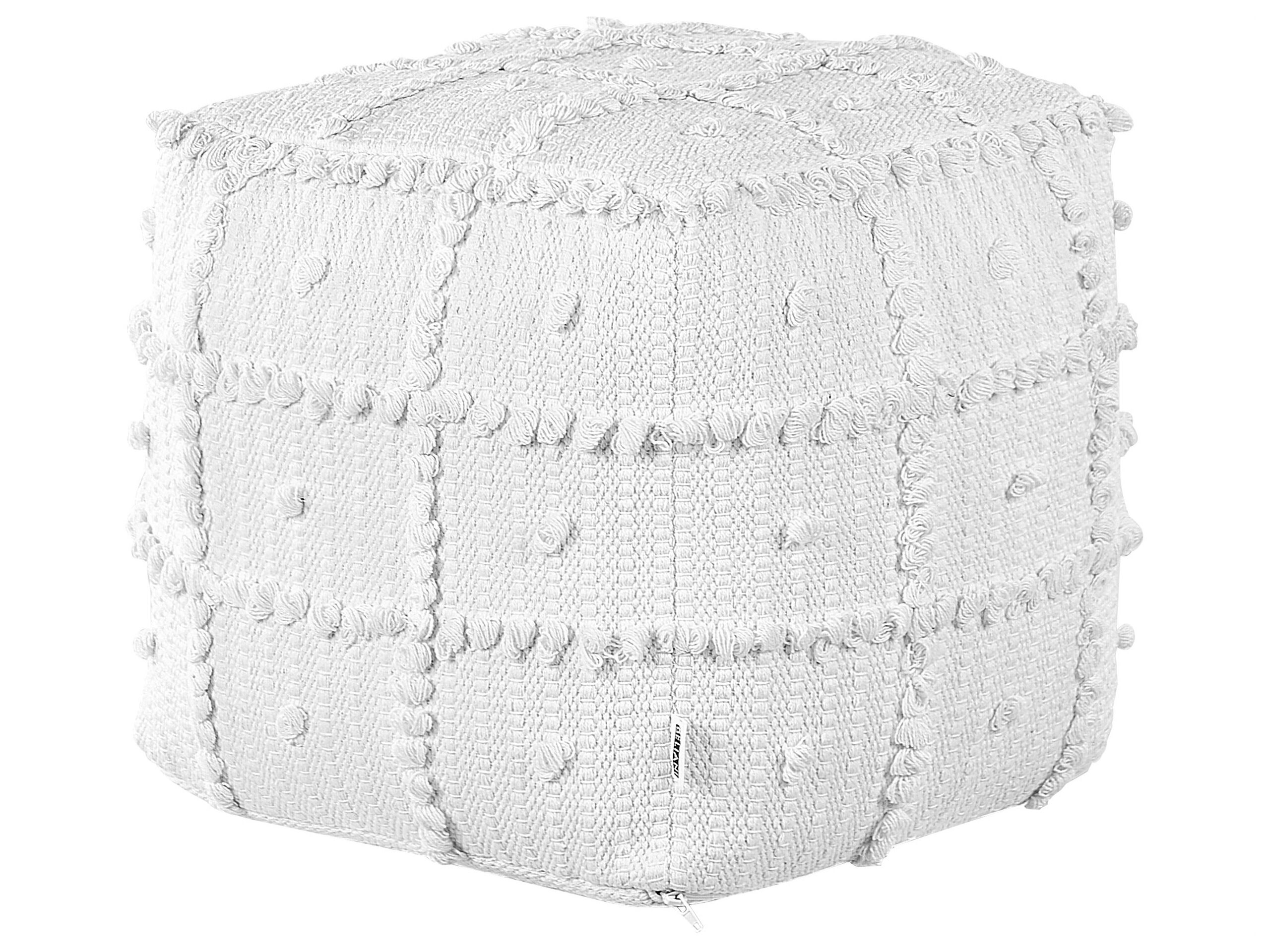 Cotton Pouffe 40 x 40 x 40 cm White HARNAI - Gemini Interiors