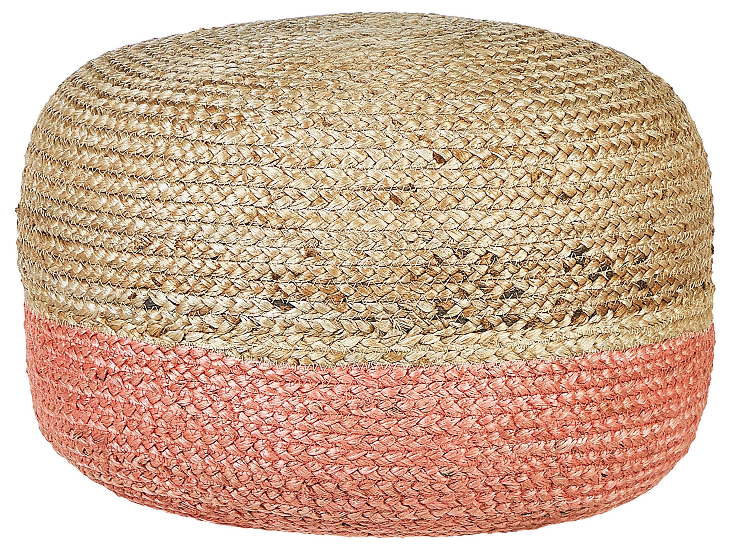 Jute Pouffe 50 x 40 cm Pink DUKI - Gemini Interiors