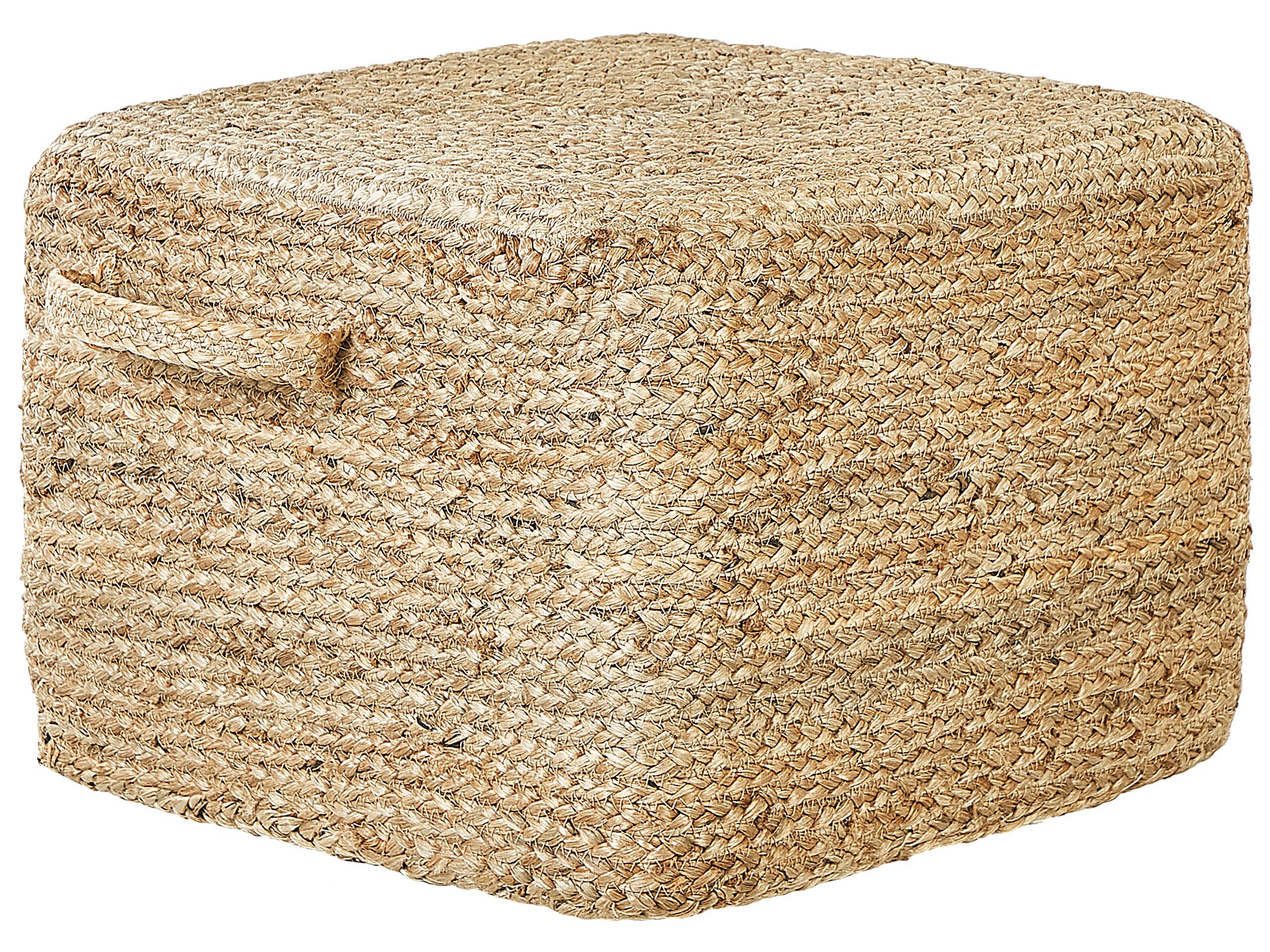 Jute Pouffe 45 x 45 x 30 cm Natural DHADAR - Gemini Interiors