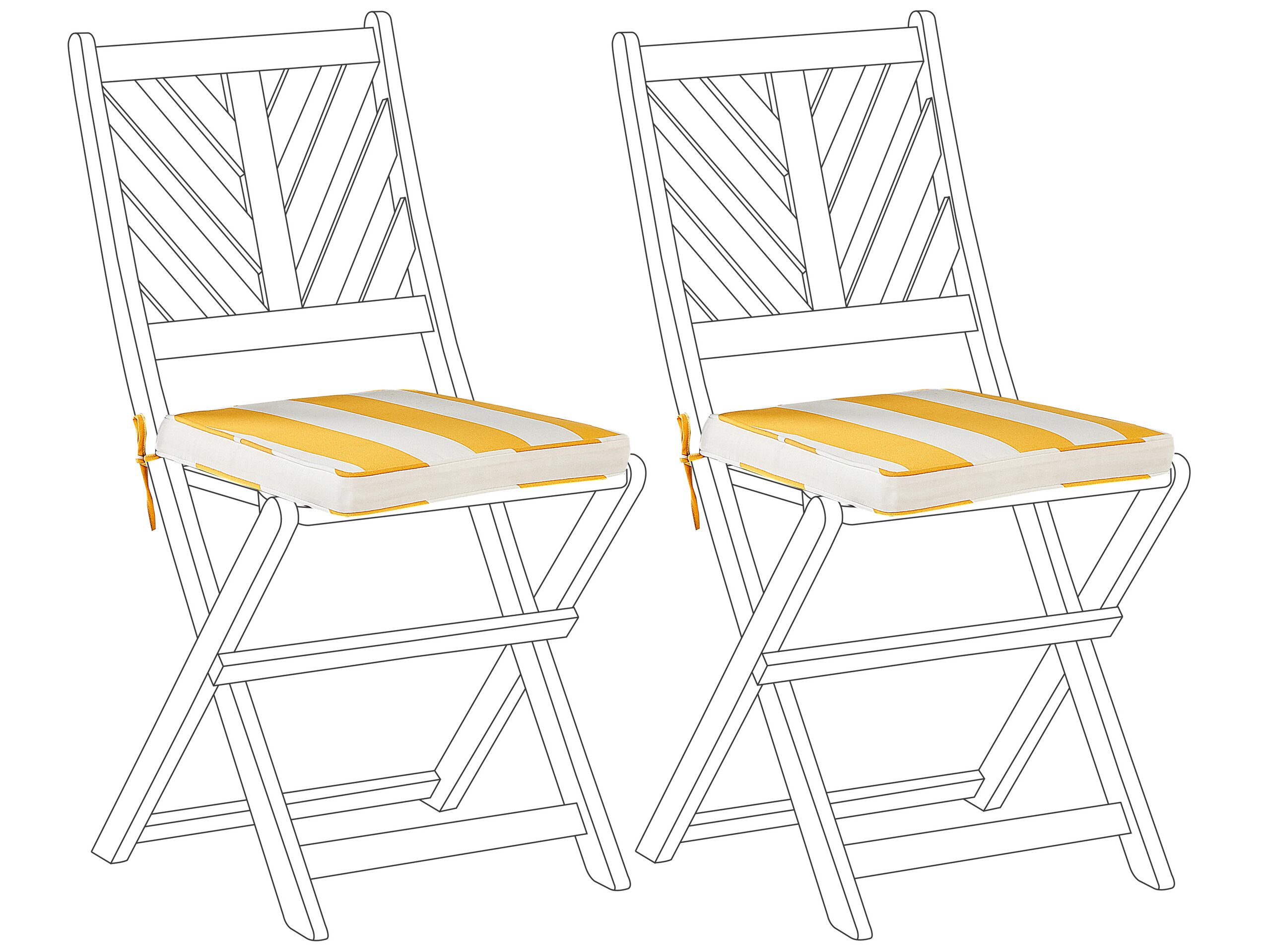 Set of 2 Outdoor Seat Pad Cushions Yellow and White TERNI - Gemini Interiors