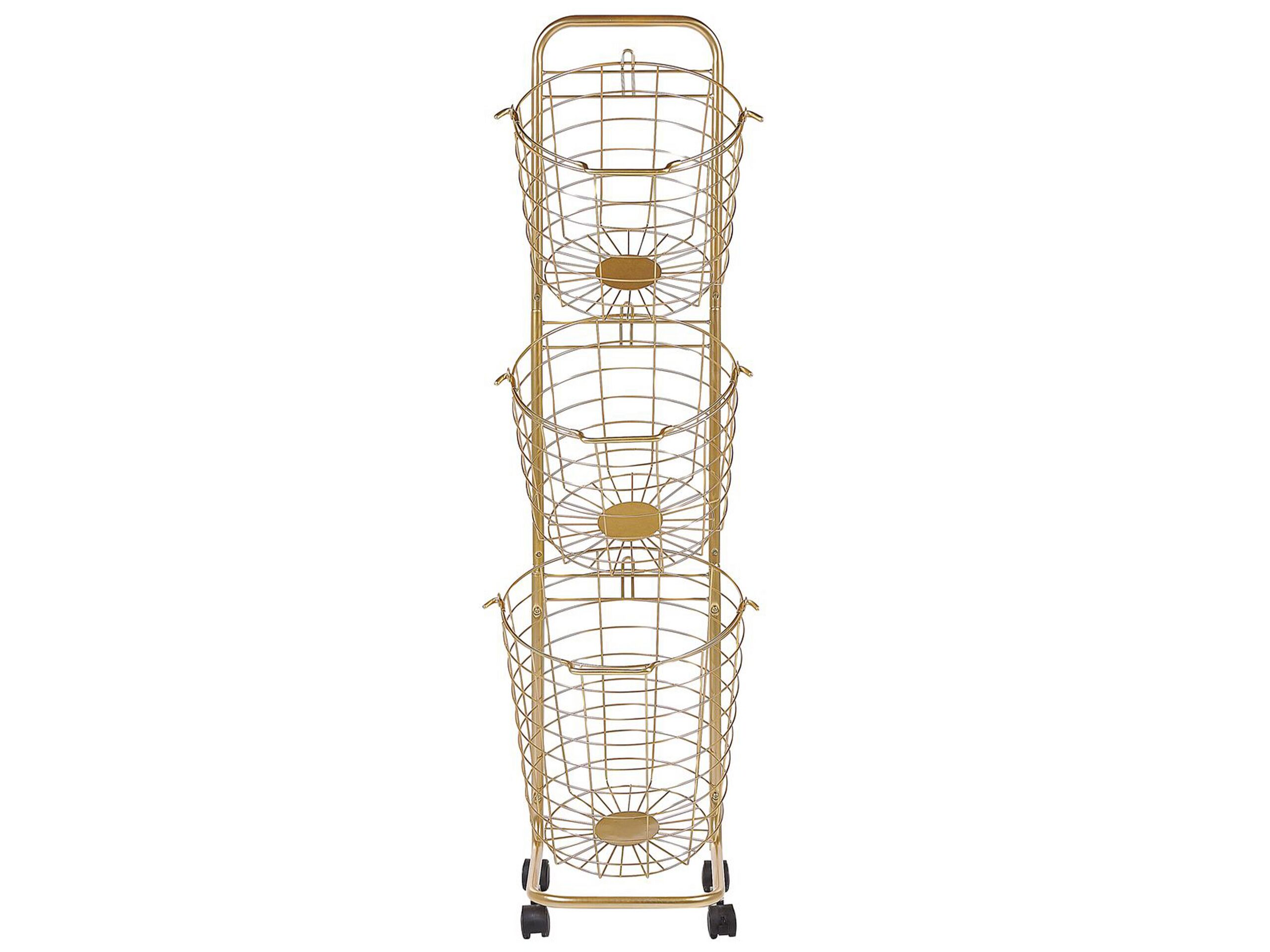 3 Tier Metal Wire Basket Stand Gold - Gemini Interiors