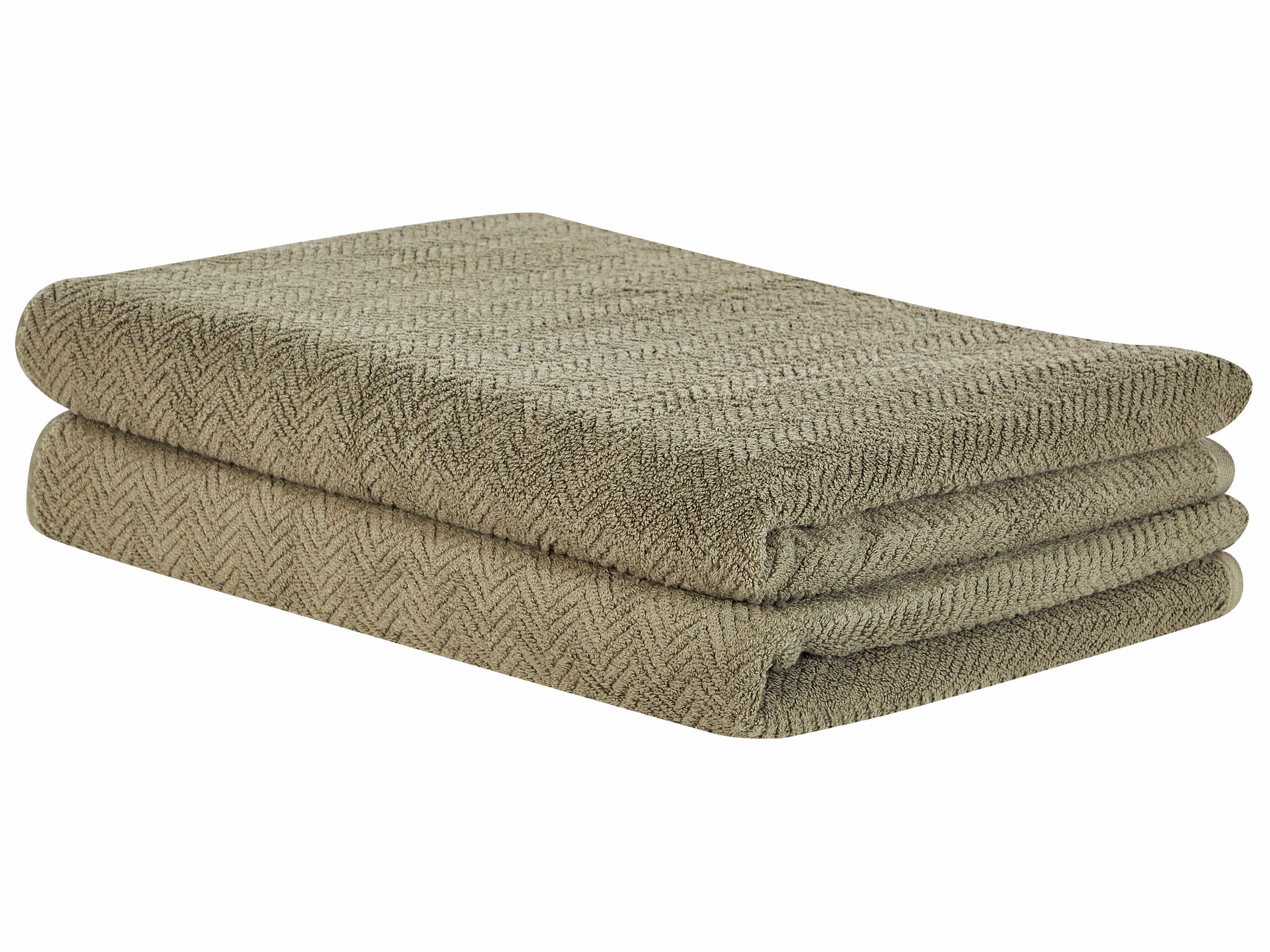 Set of 2 Cotton Terry Towels Green MITIARO - Gemini Interiors