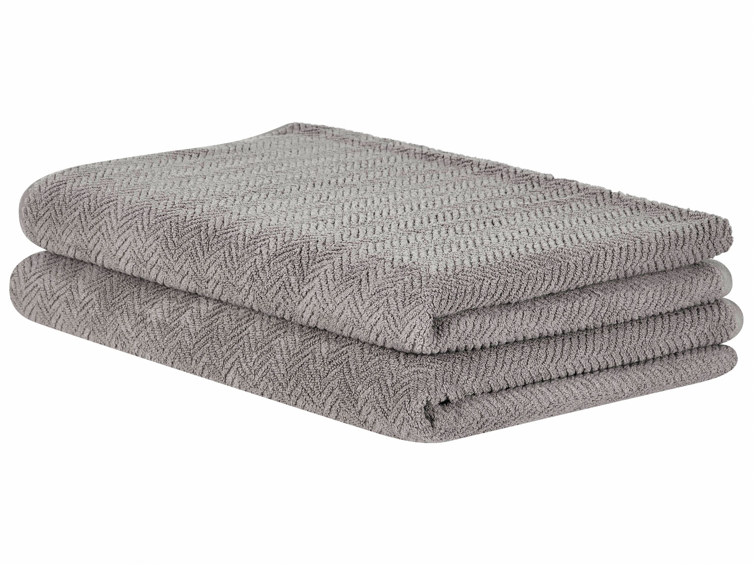 Set of 2 Cotton Terry Towels Grey MITIARO - Gemini Interiors