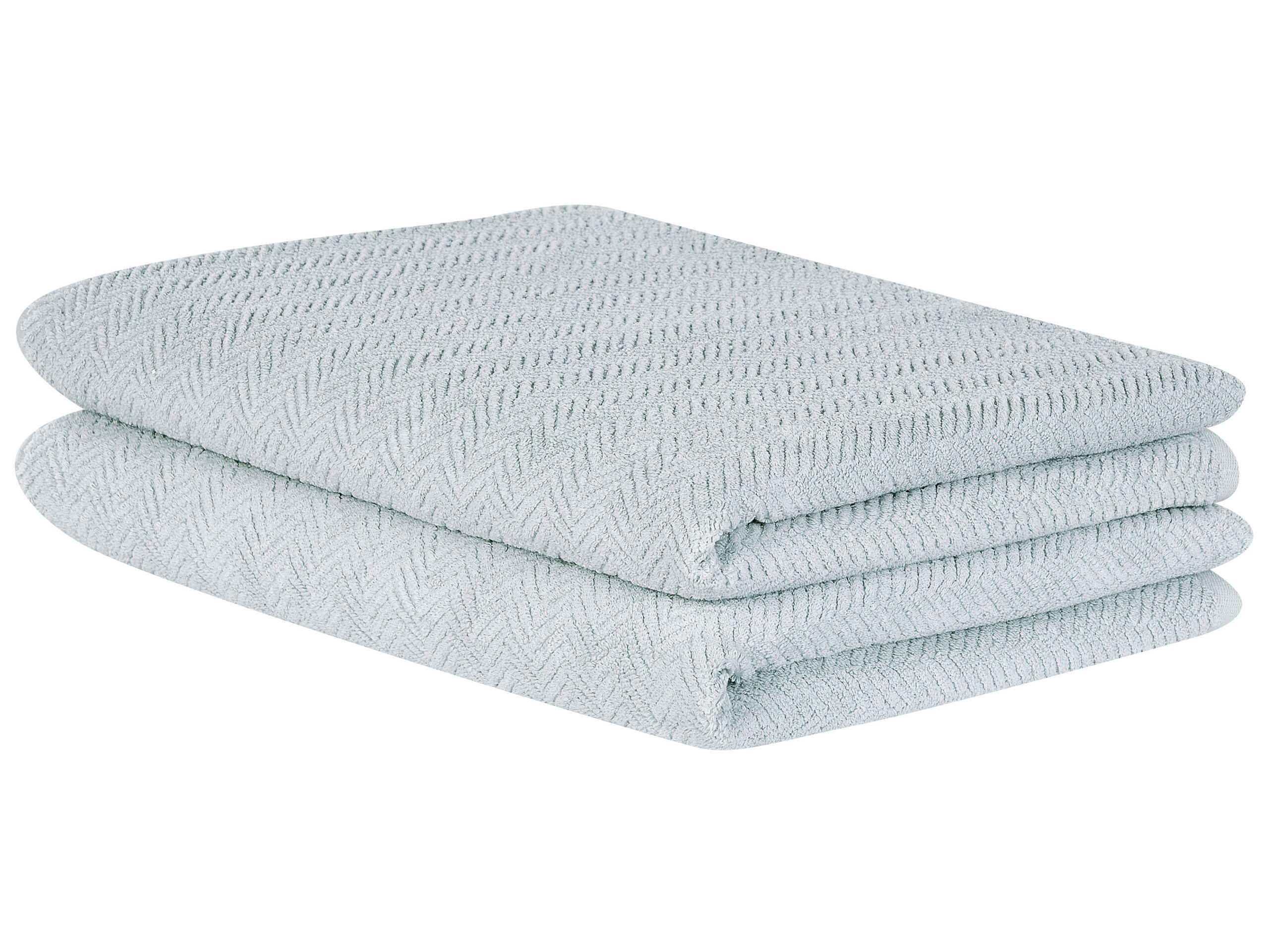 Set of 2 Cotton Terry Towels Mint Green MITIARO - Gemini Interiors