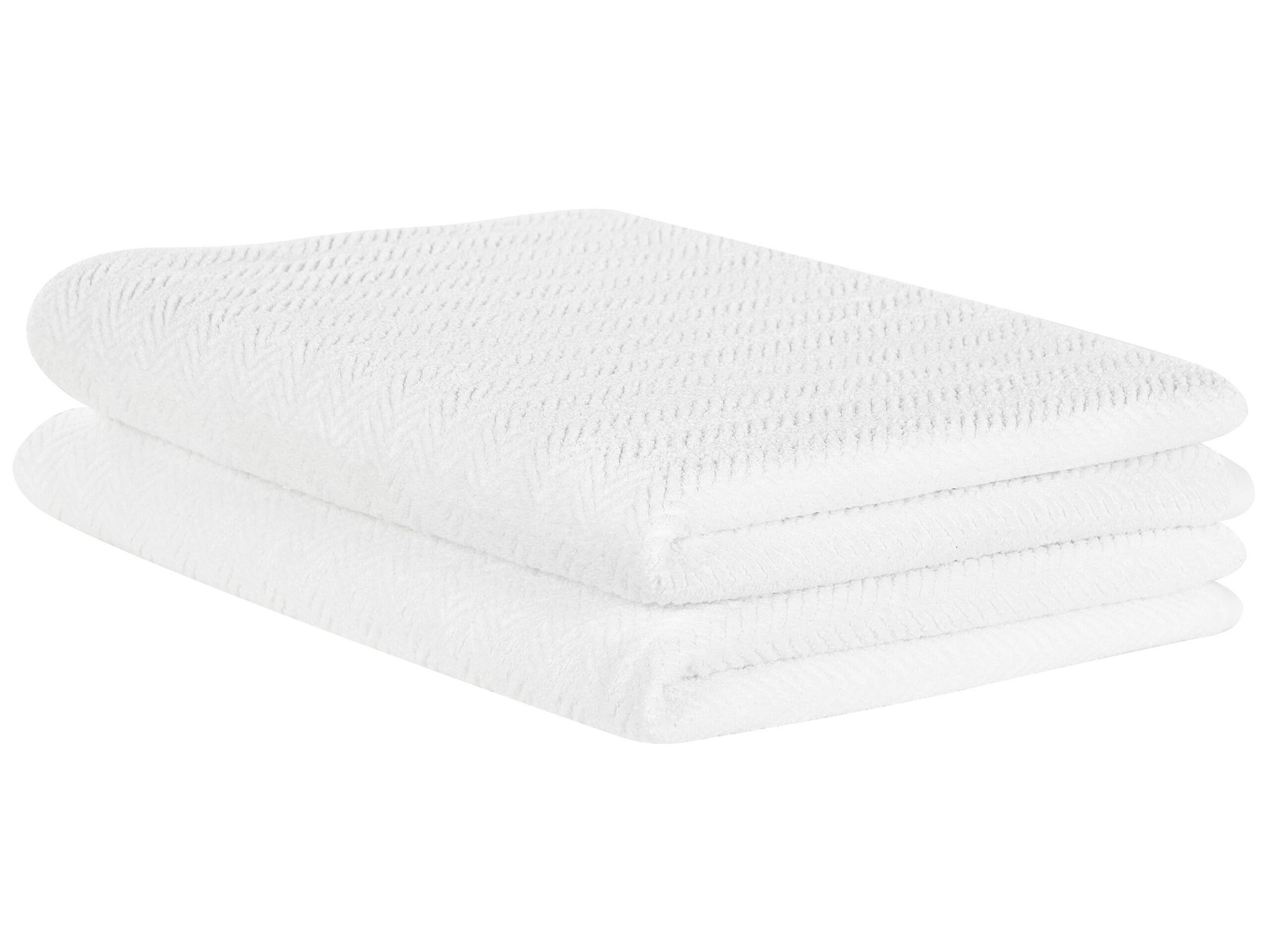 Set of 2 Cotton Terry Towels White MITIARO - Gemini Interiors