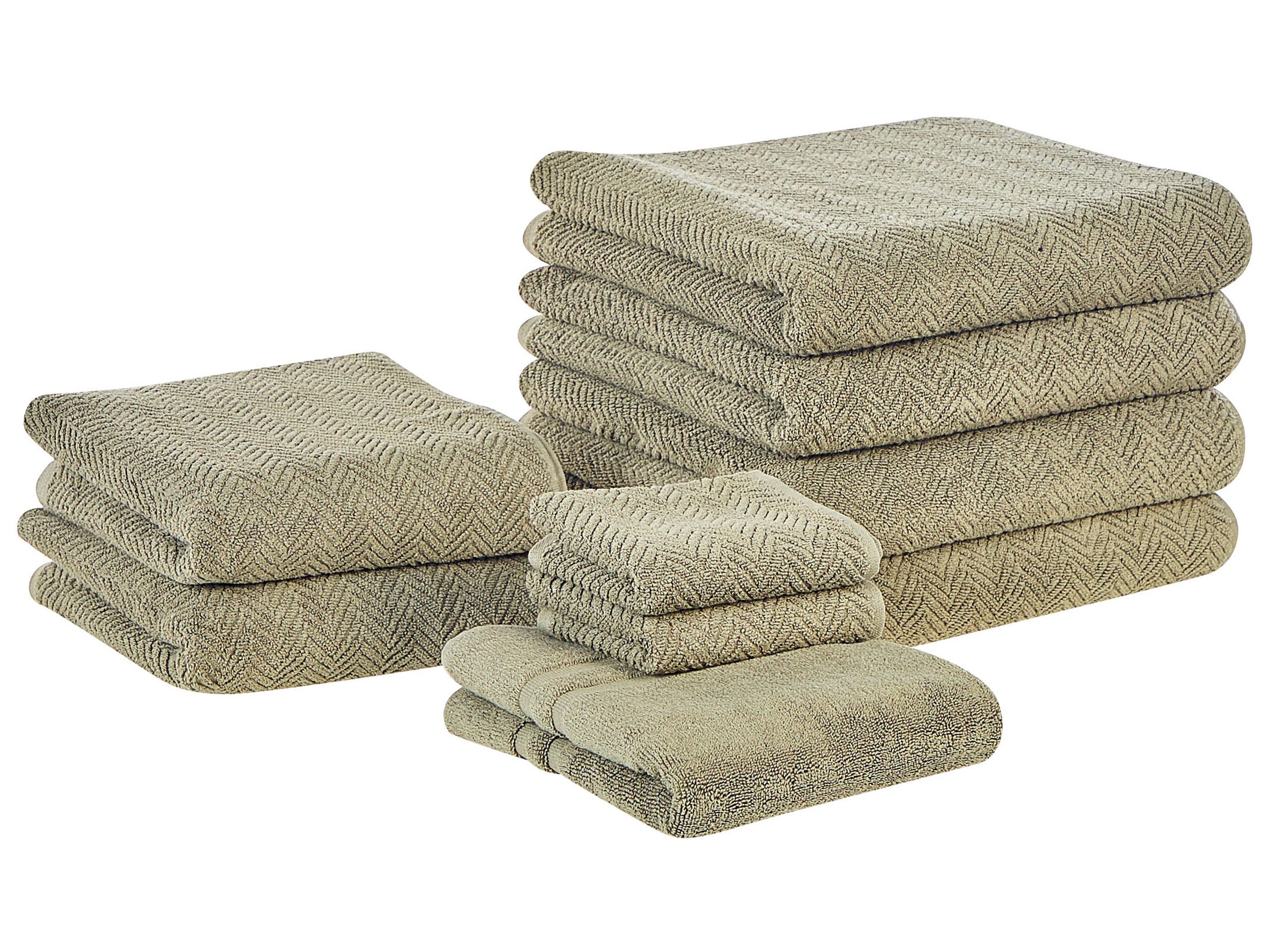 Set of 9 Cotton Terry Towels Green MITIARO - Gemini Interiors