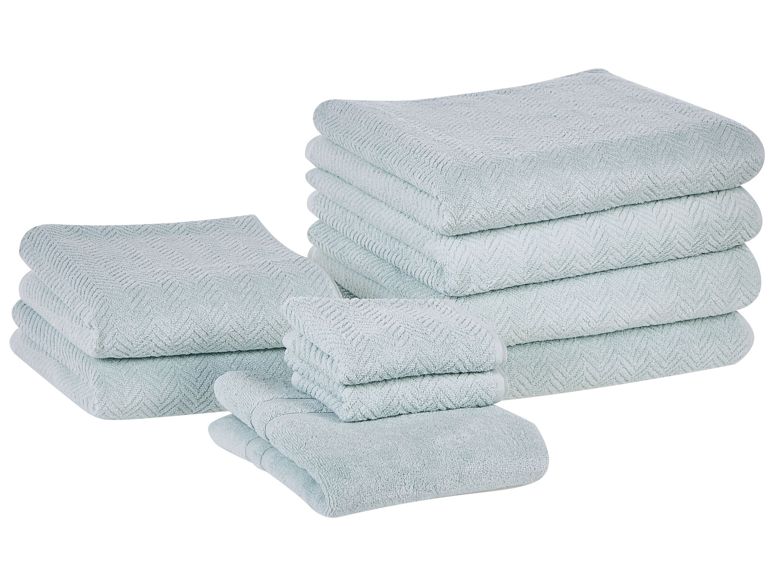 Set of 9 Cotton Terry Towels Mint Green MITIARO - Gemini Interiors