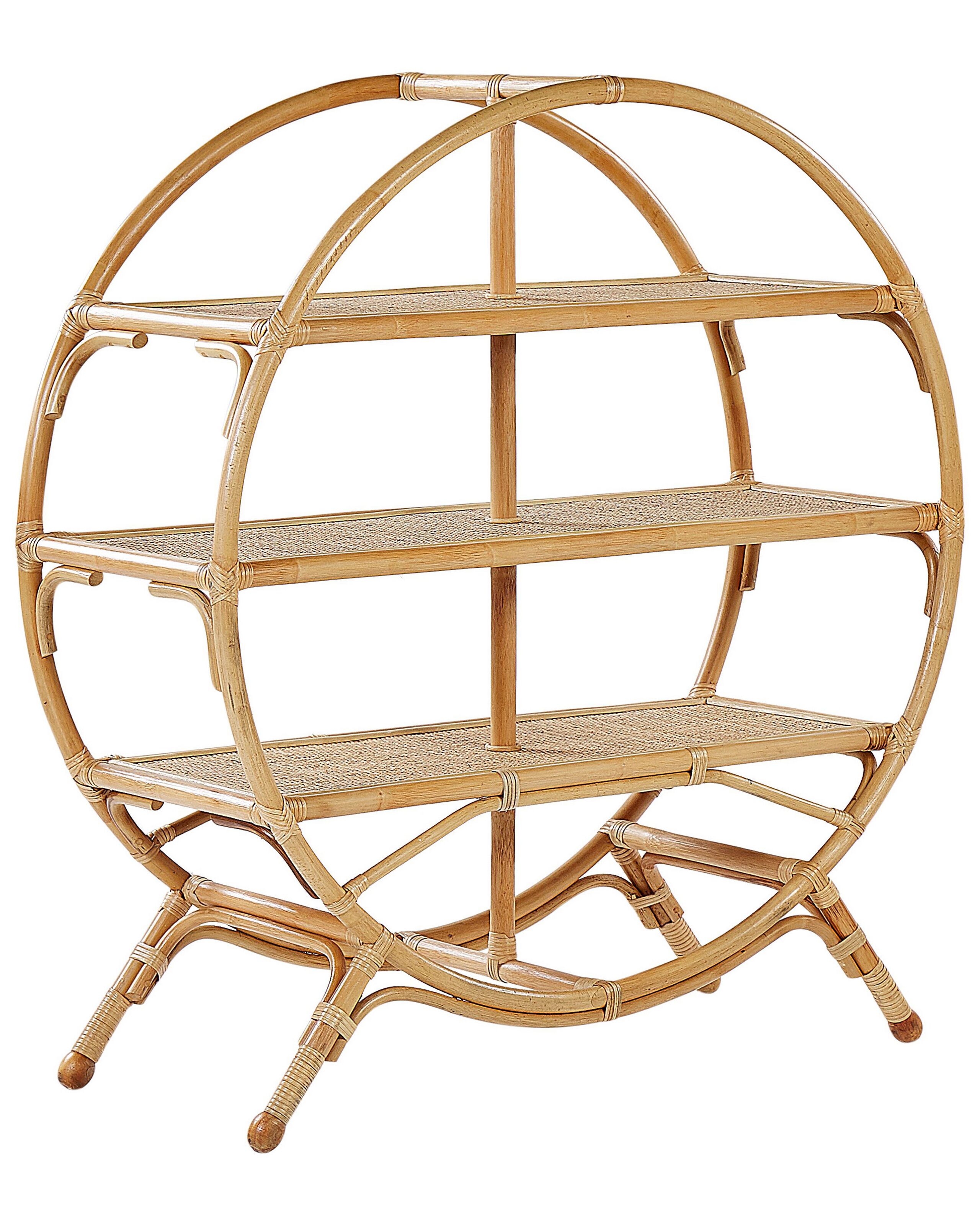 Round 3 Tier Rattan Bookcase Natural TUVALU II - Gemini Interiors