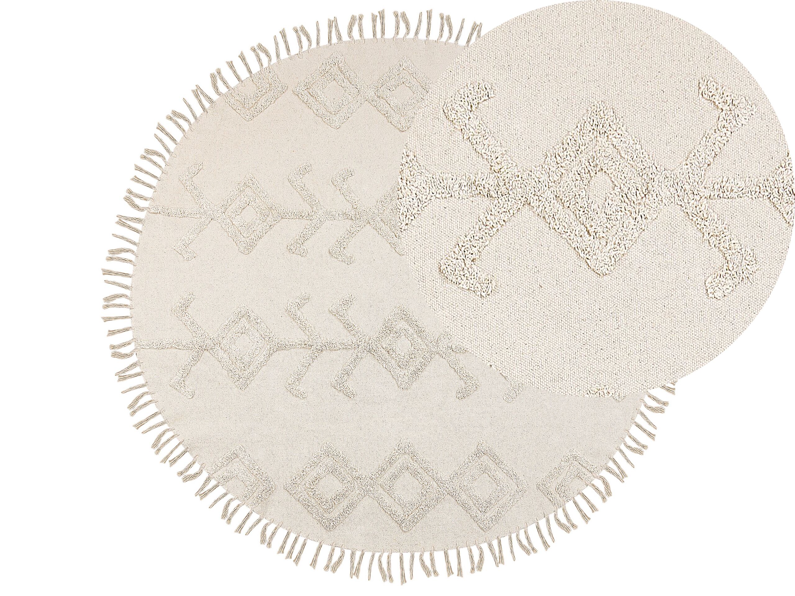 Round Cotton Area Rug 140cm Beige - Gemini Interiors