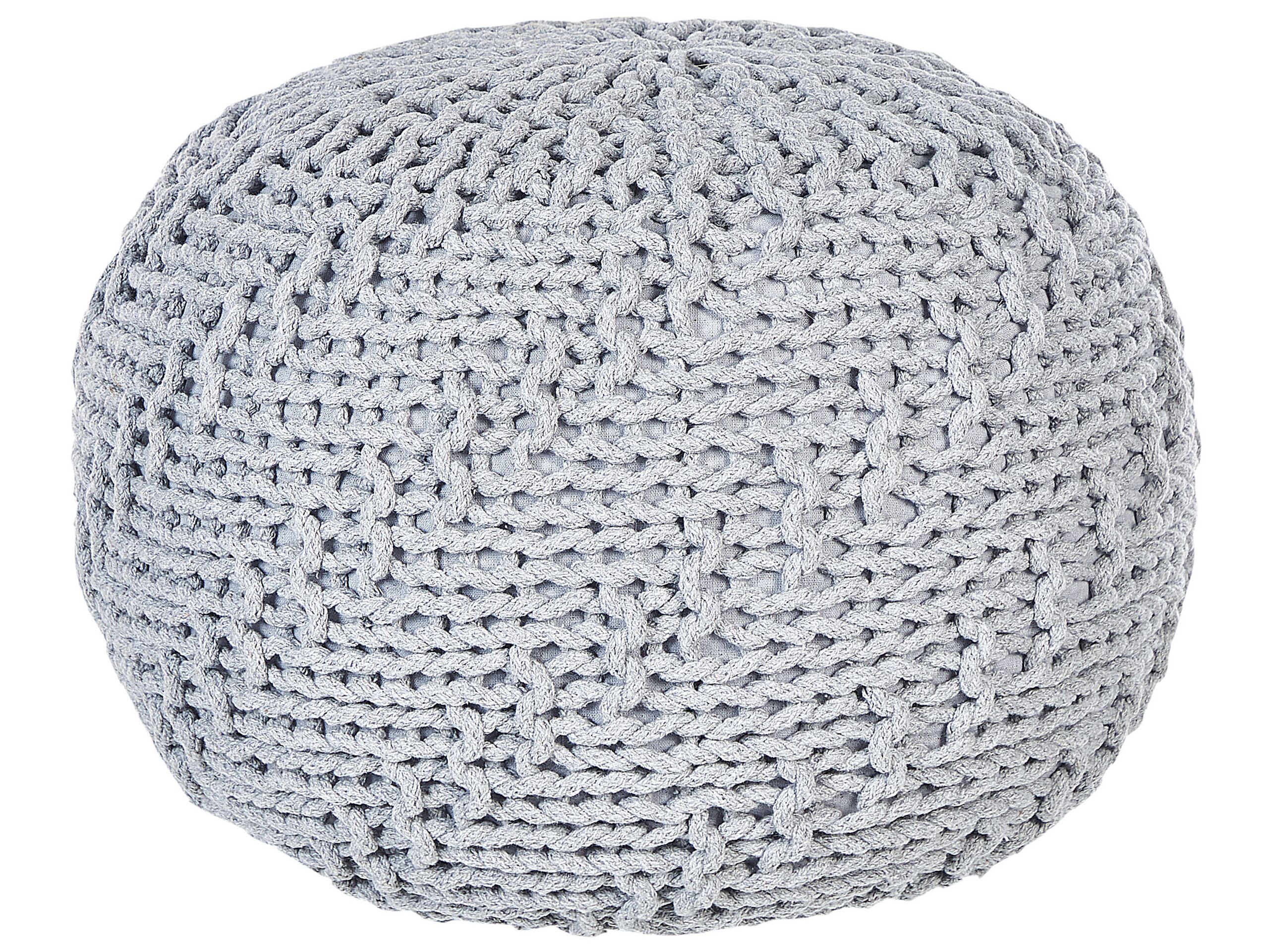 Cotton Knitted Pouffe 50 x 35 cm Grey PRIENE - Gemini Interiors