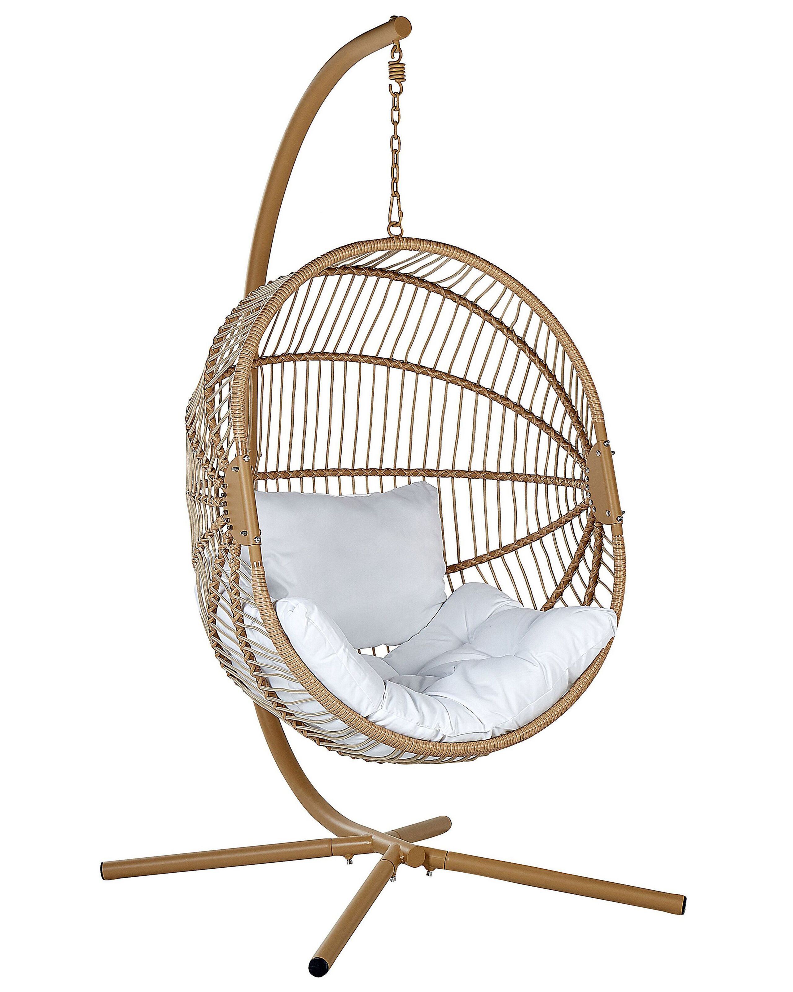 PE Rattan Hanging Chair with Stand Beige ACRI - Gemini Interiors