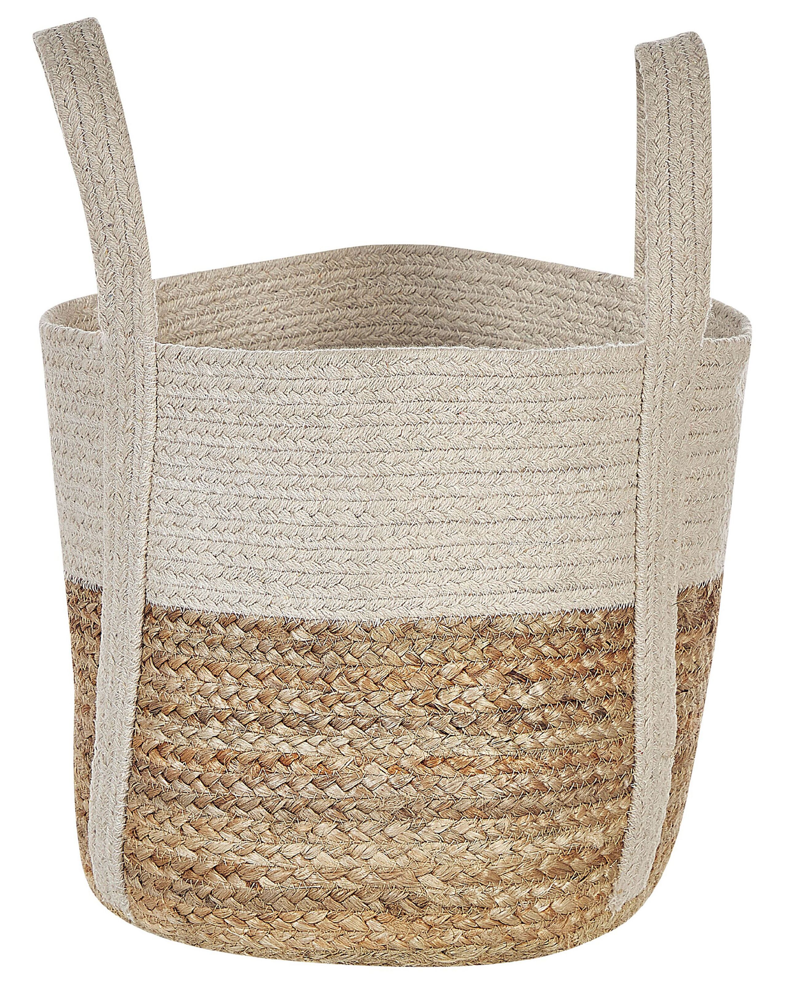 Jute Basket Beige and White SONIPAT - Gemini Interiors