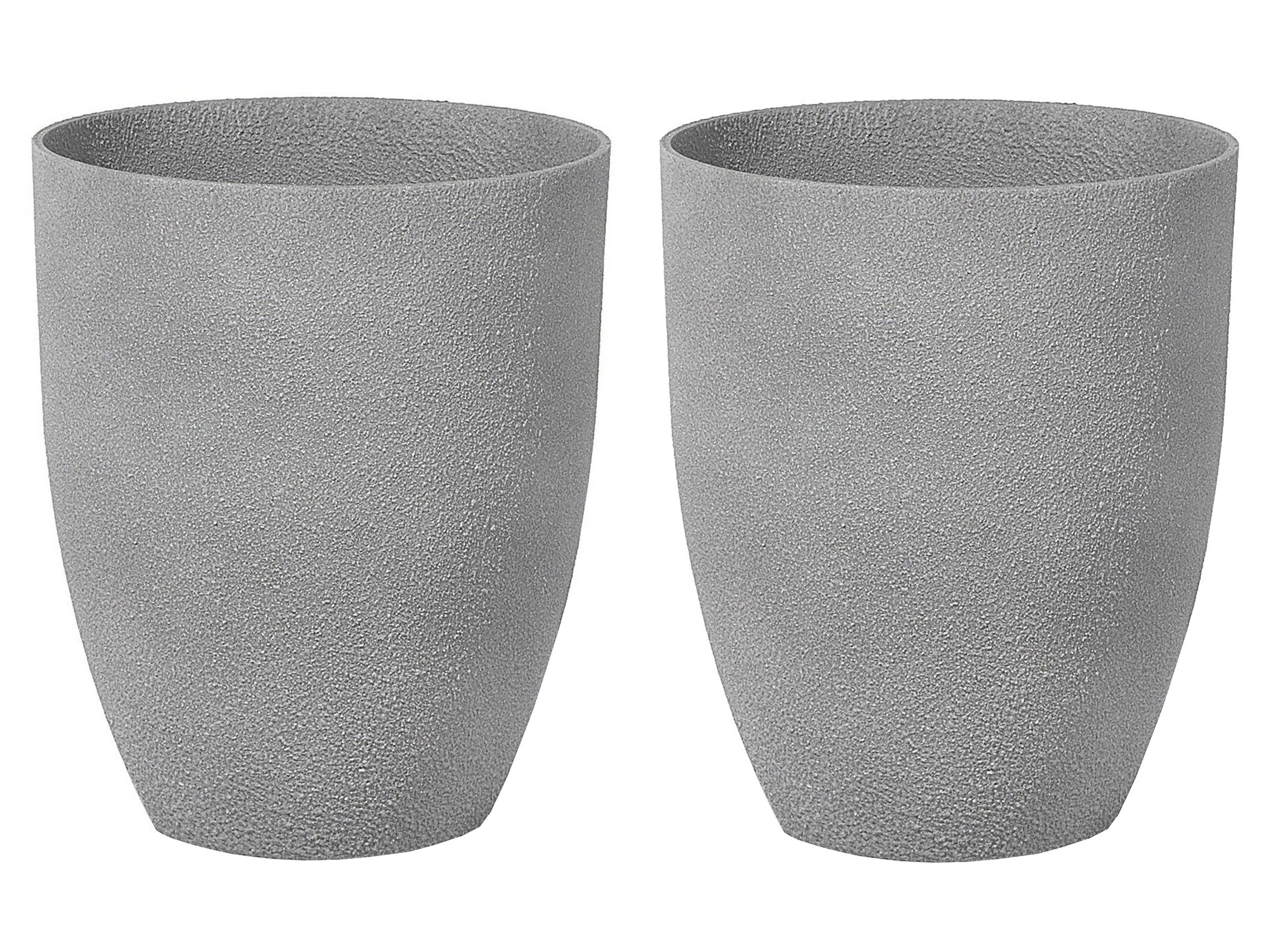 Set of 2 Plant Pots 35x35x42 cm Grey CROTON - Gemini Interiors