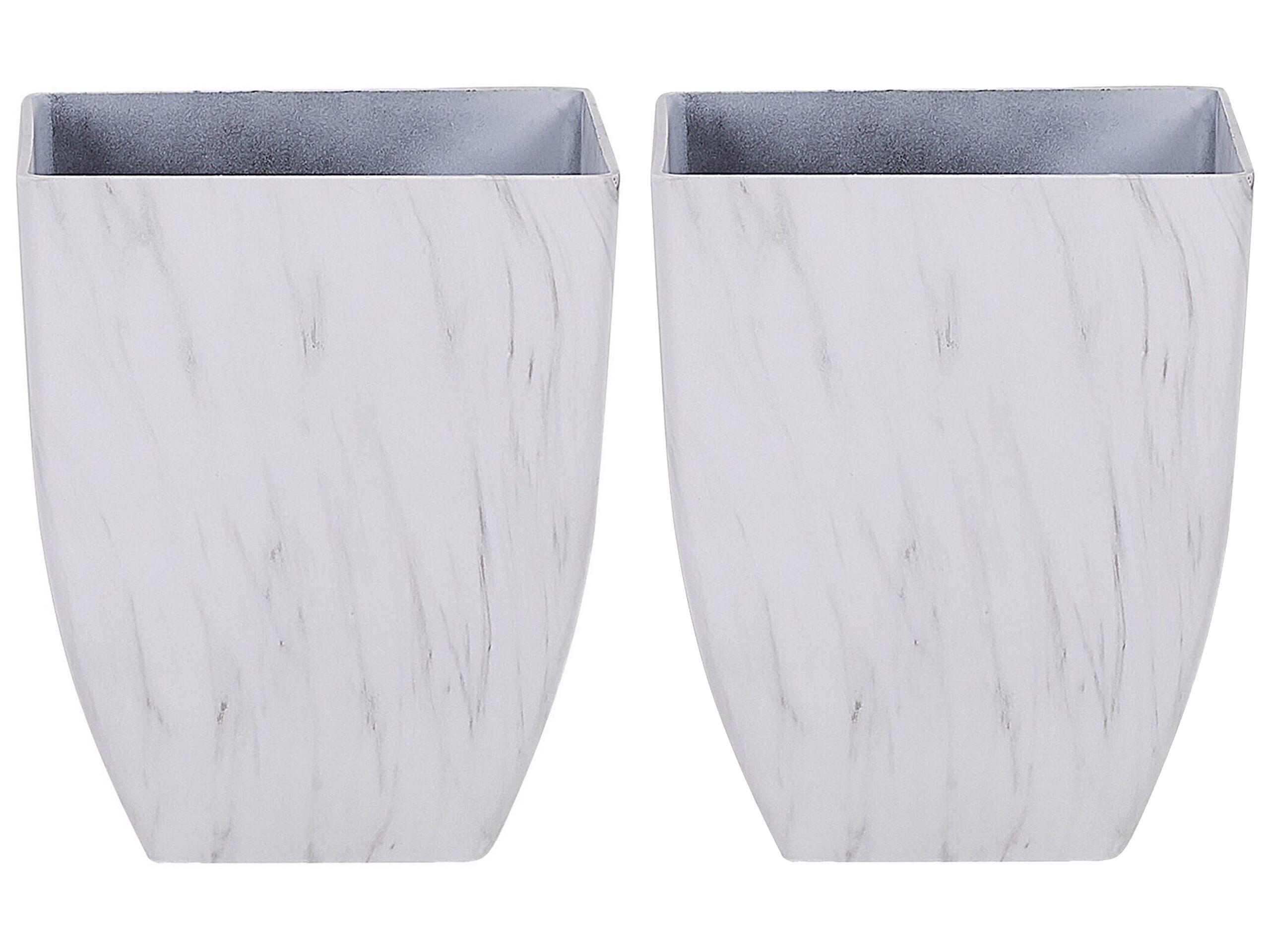 Set of 2 Plant Pots 35 x 35 x 42 cm Marble Effect MIRO - Gemini Interiors