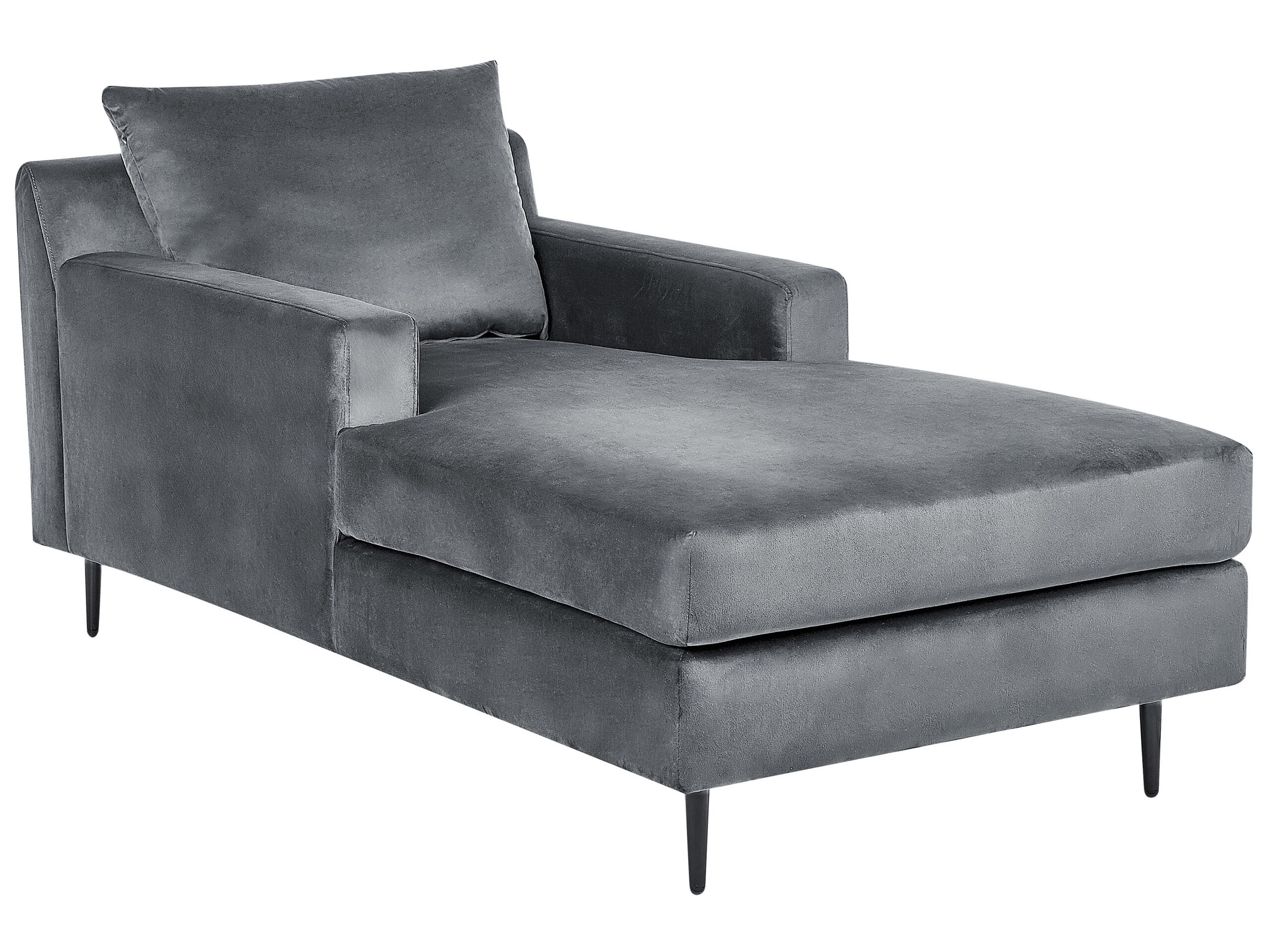 Velvet Chaise Lounge Grey GUERET - Gemini Interiors