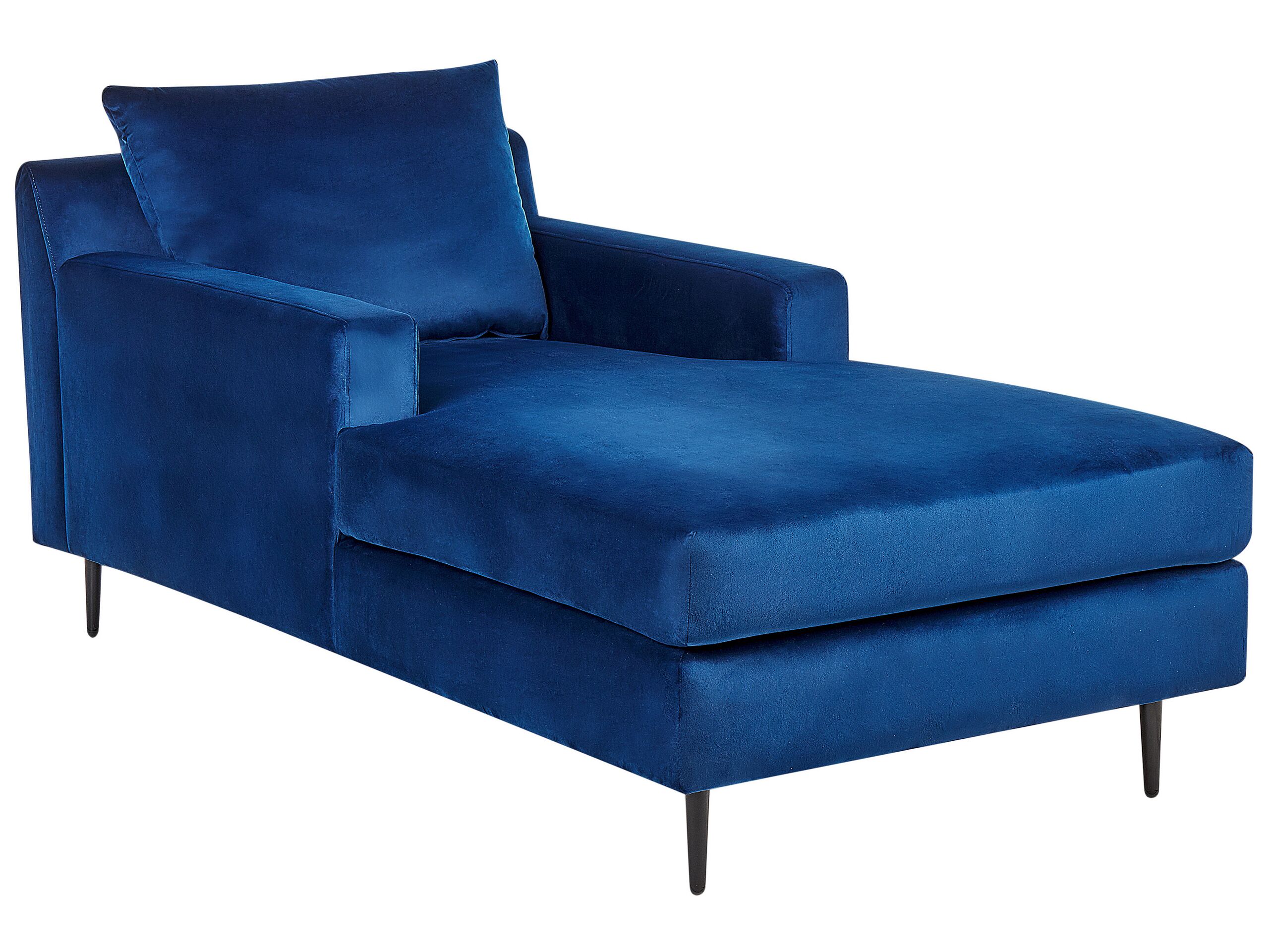 Velvet Chaise Lounge Navy Blue GUERET - Gemini Interiors