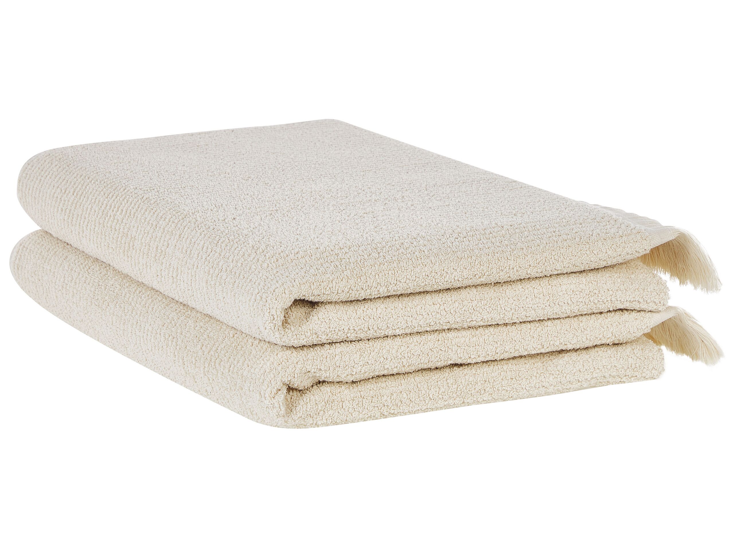 Set of 2 Cotton Terry Towels Beige ATIU - Gemini Interiors