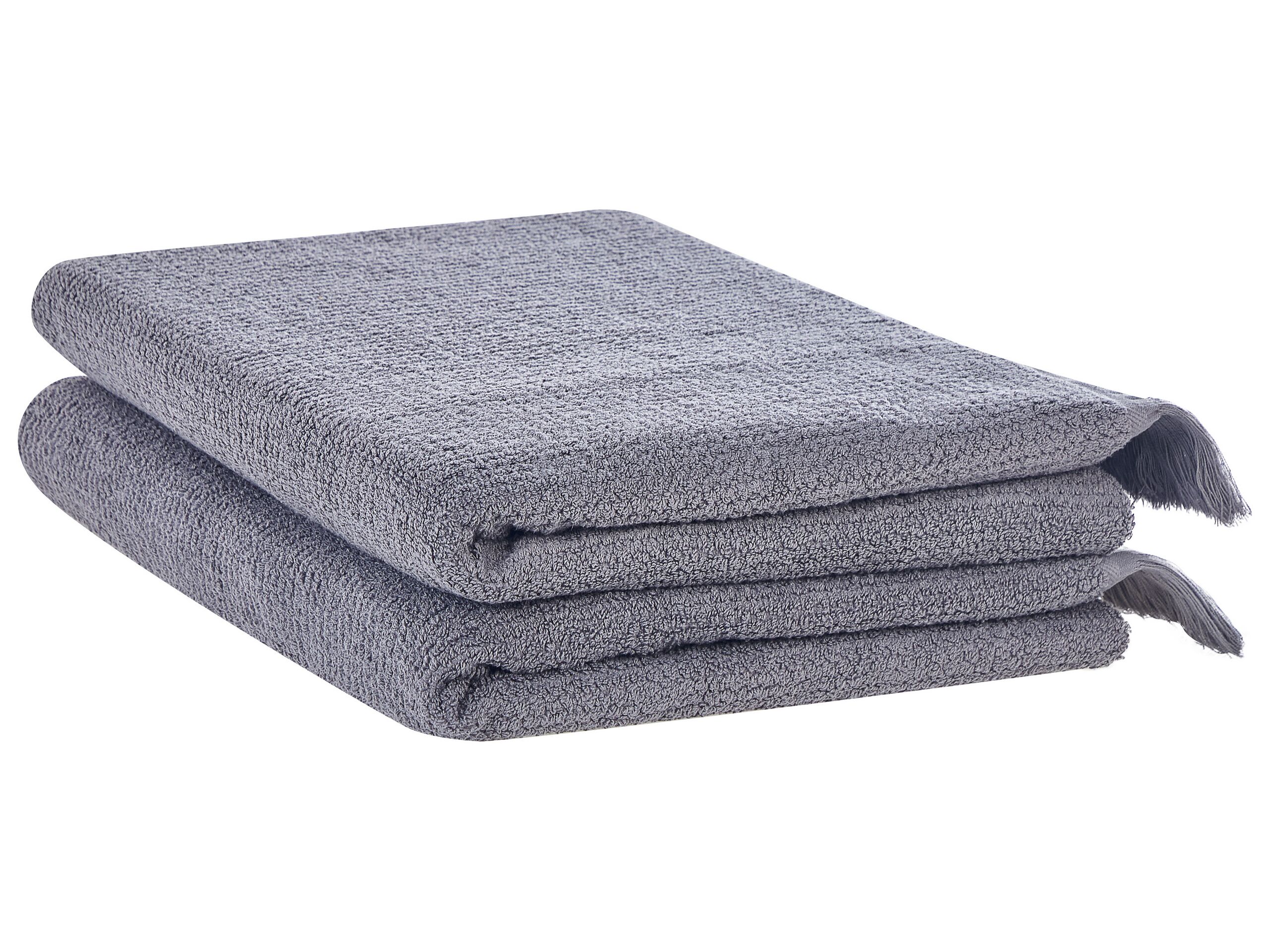Set of 2 Cotton Terry Towels Grey ATIU - Gemini Interiors