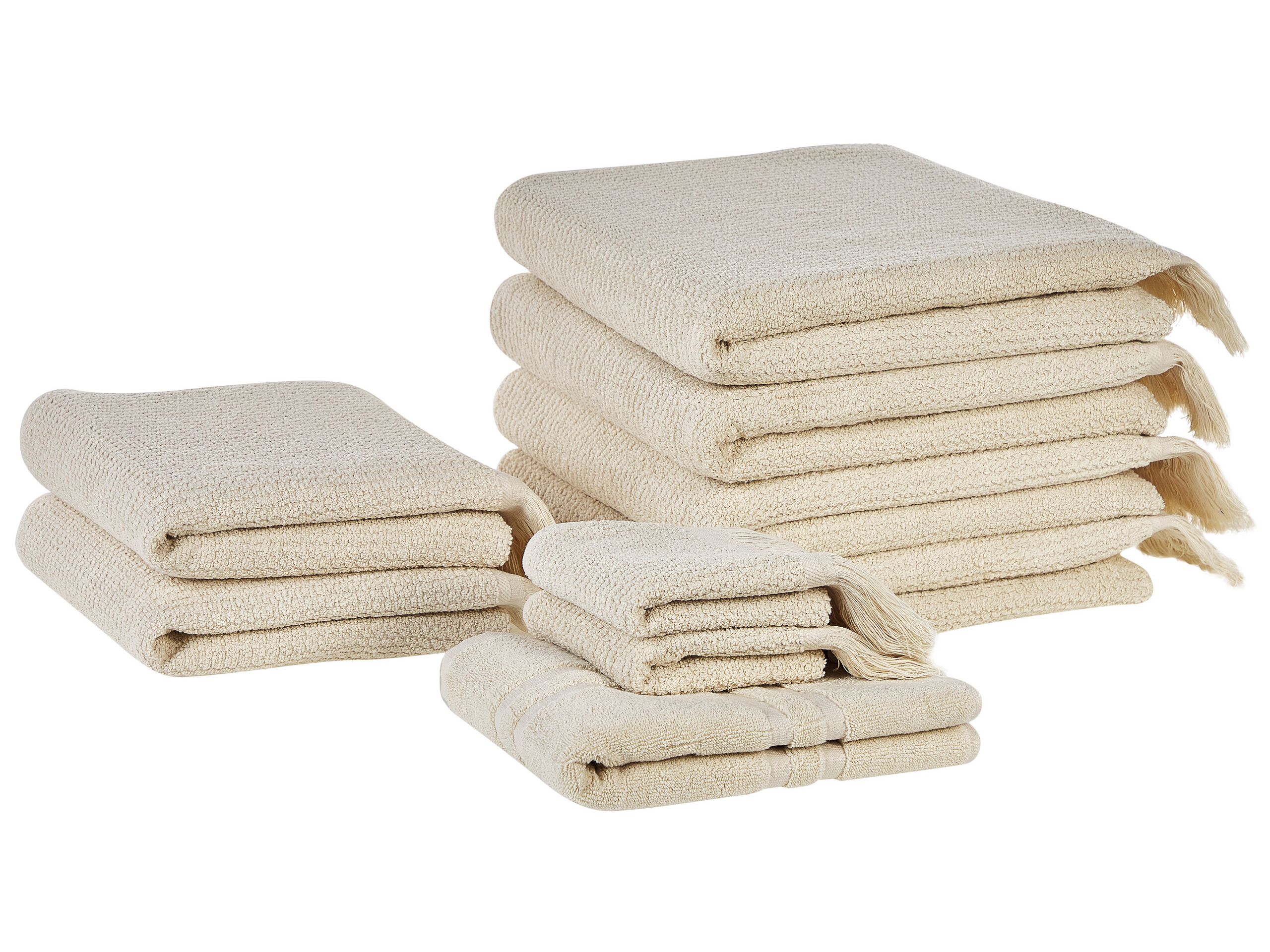 Set of 9 Cotton Terry Towels Beige ATIU - Gemini Interiors