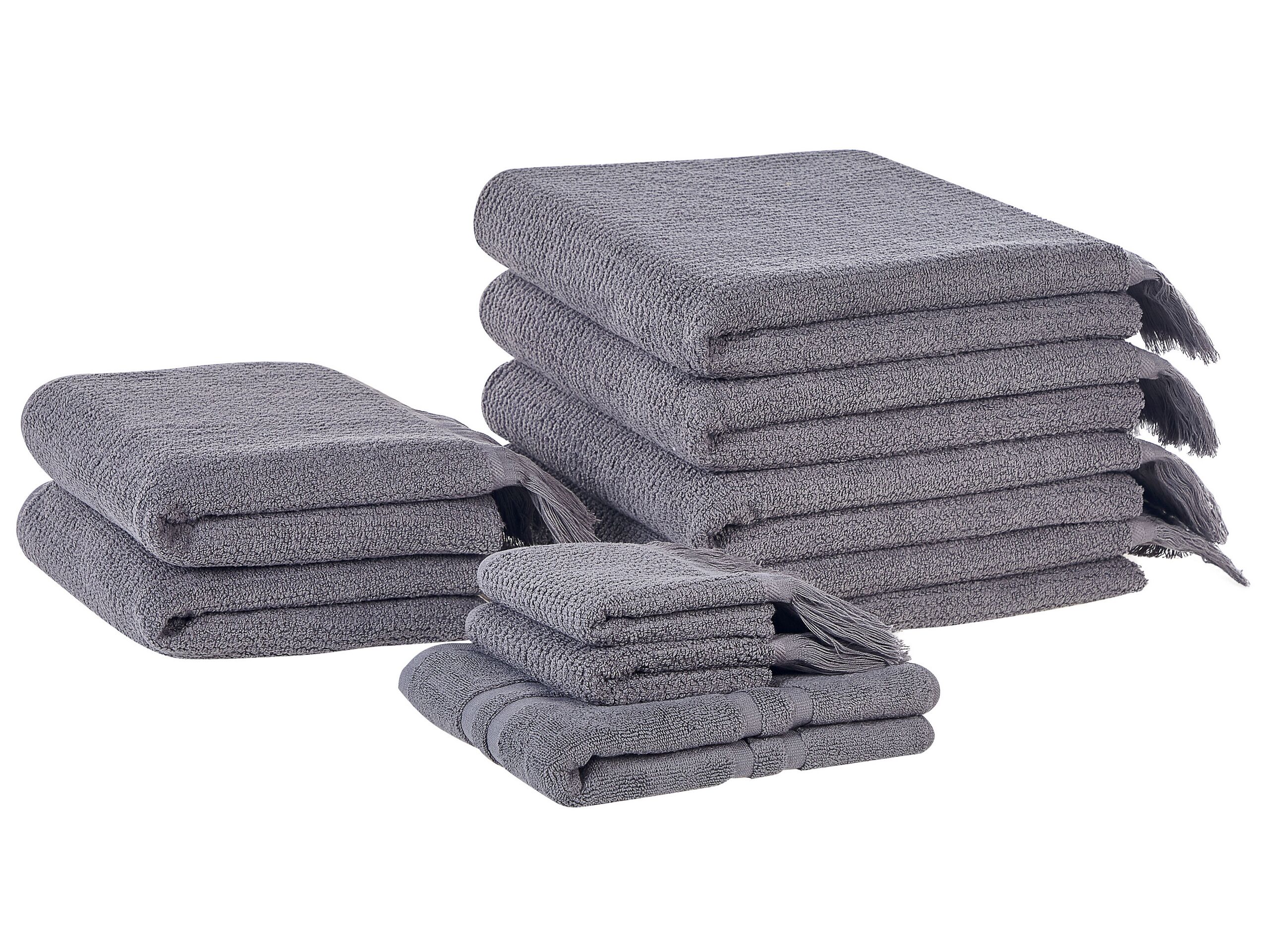 Set of 9 Cotton Terry Towels Grey ATIU - Gemini Interiors