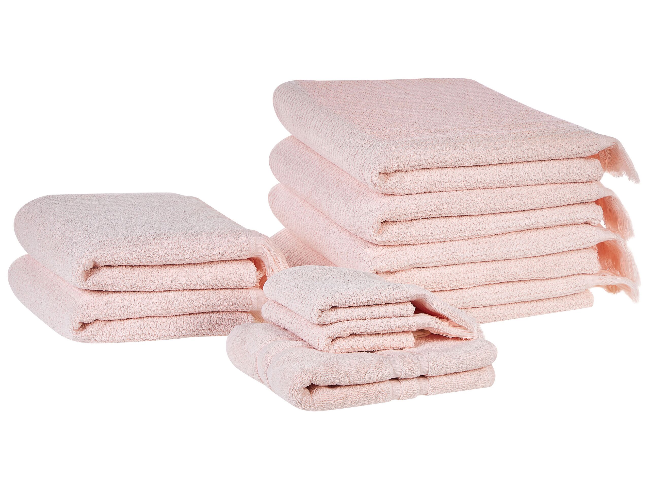 Set of 9 Cotton Terry Towels Pink ATIU - Gemini Interiors