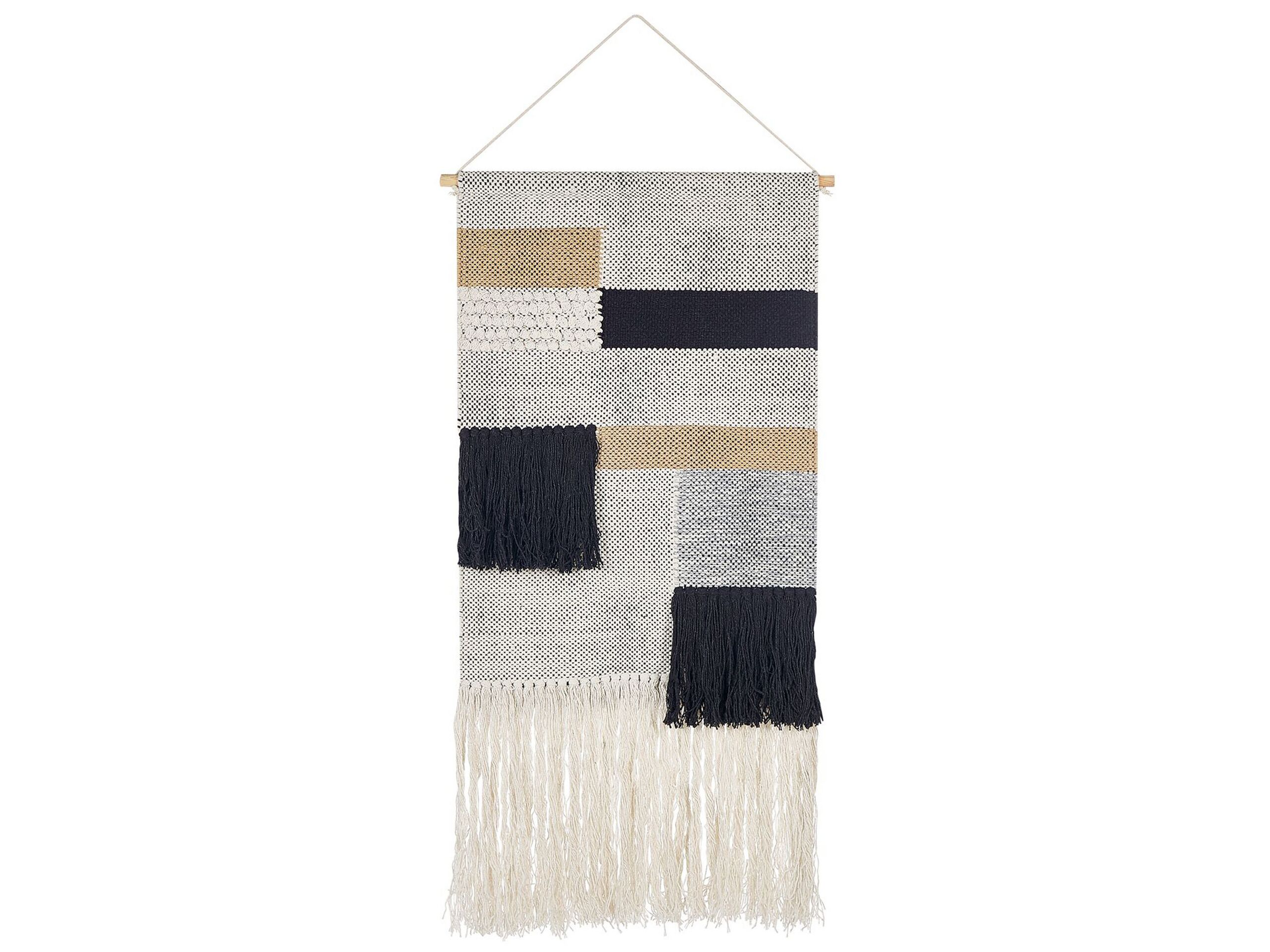 Cotton MacramÃ Wall Hanging Beige and Black HANGU - Gemini Interiors